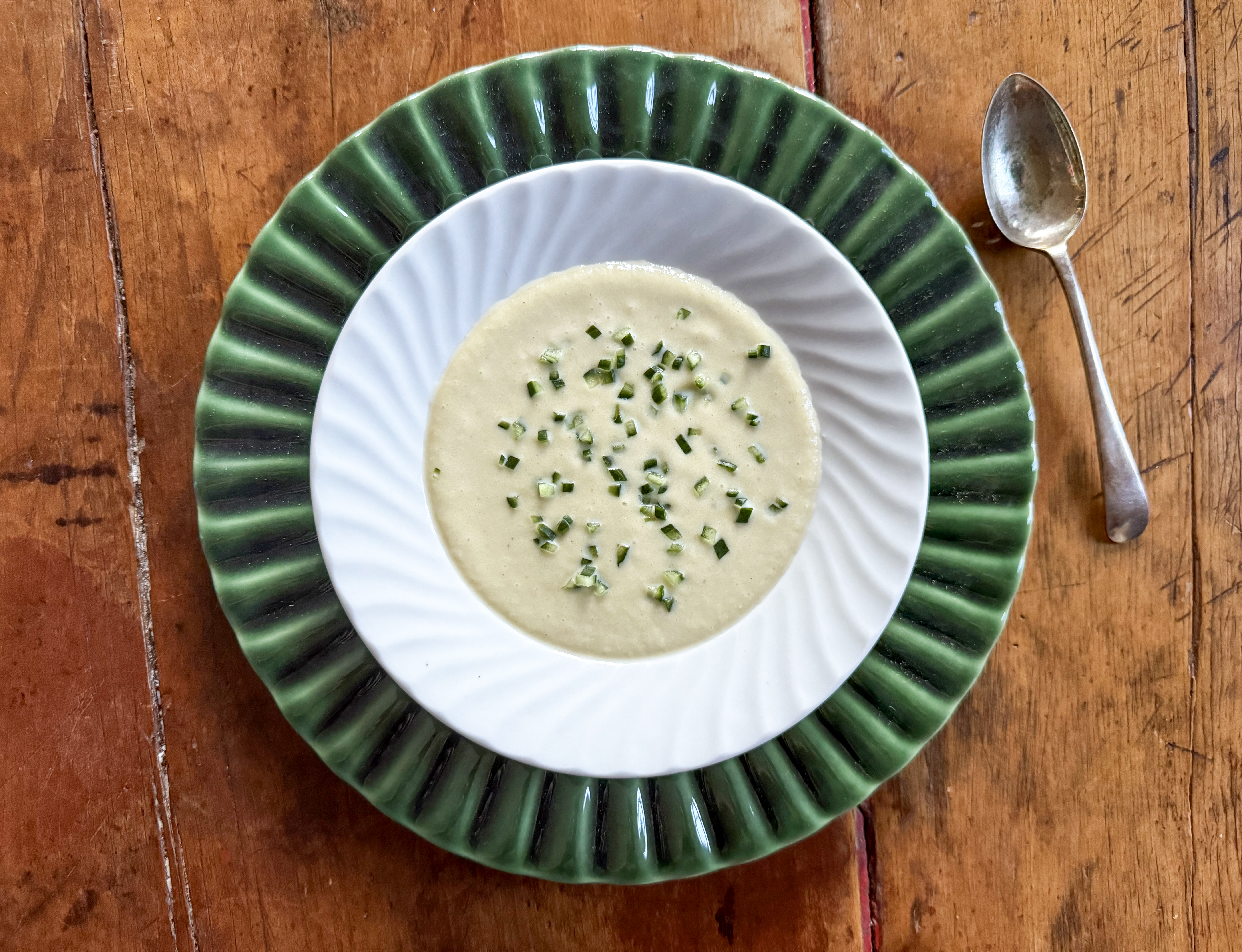 Creamy summer cucumber soup, well chilled