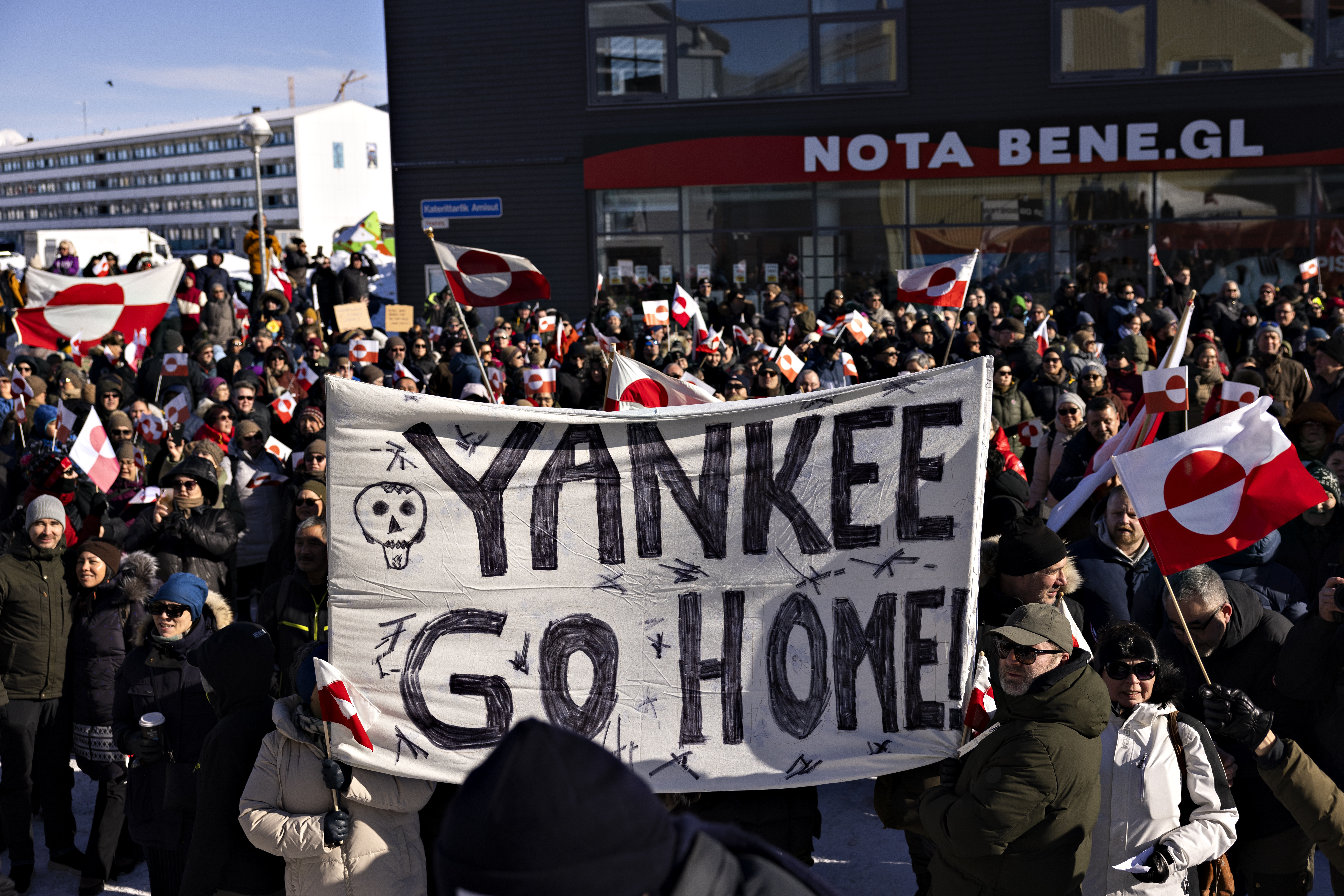 Protest in front of the US consulate in Greenland