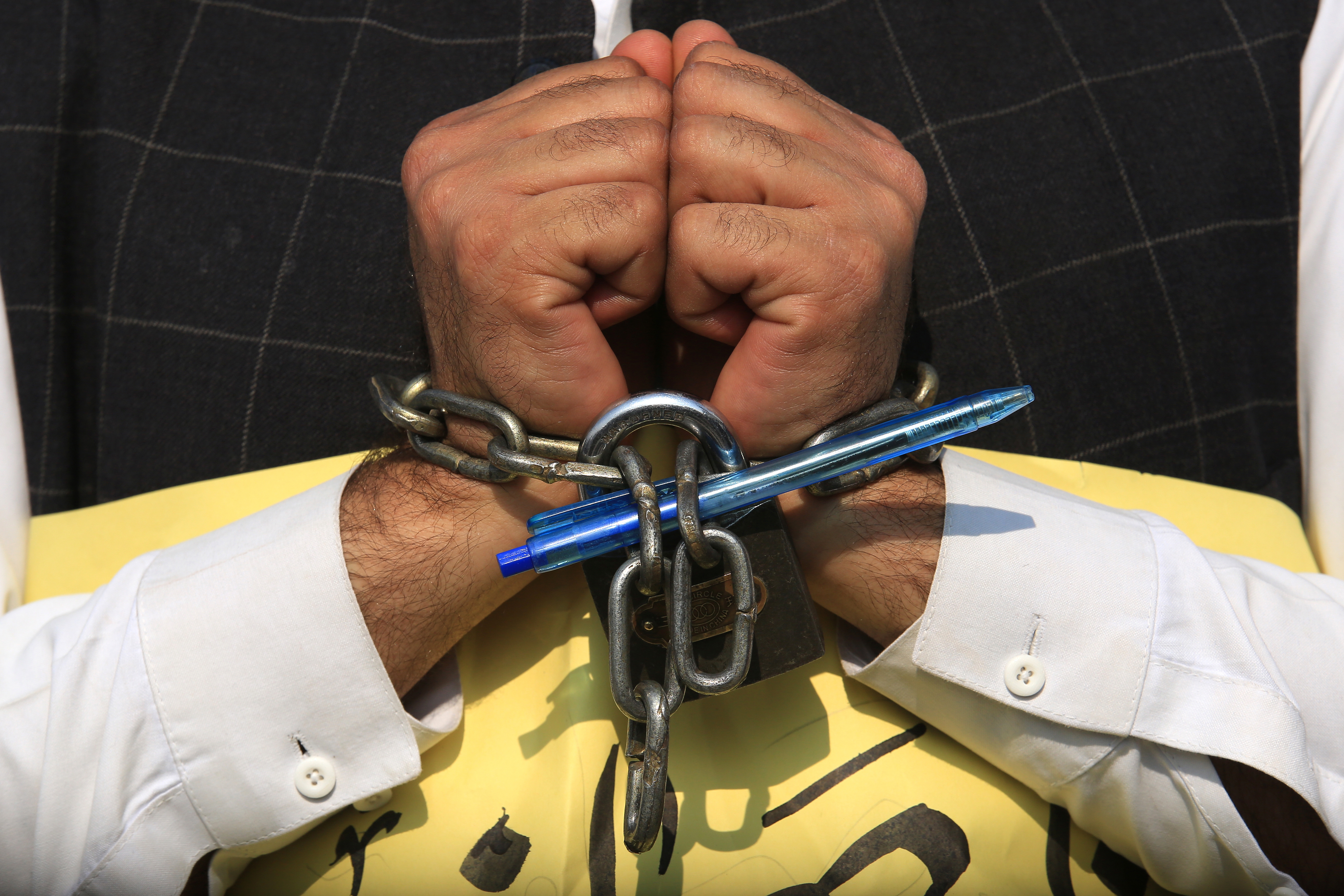 Pakistan's journalists protest against the amendments of PECA law in Peshawar