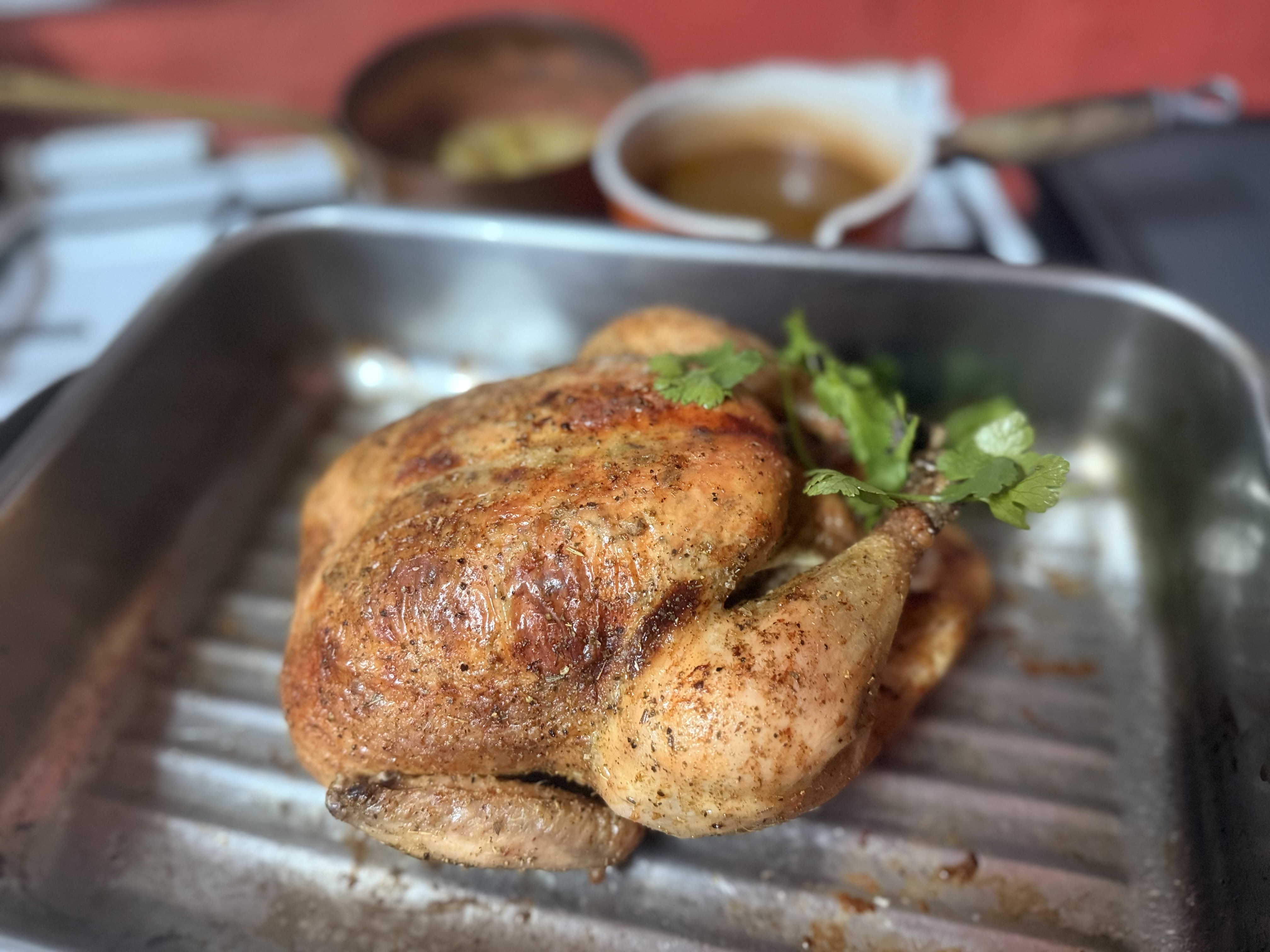 Ring the changes with four-hour slow-roasted whole chicken