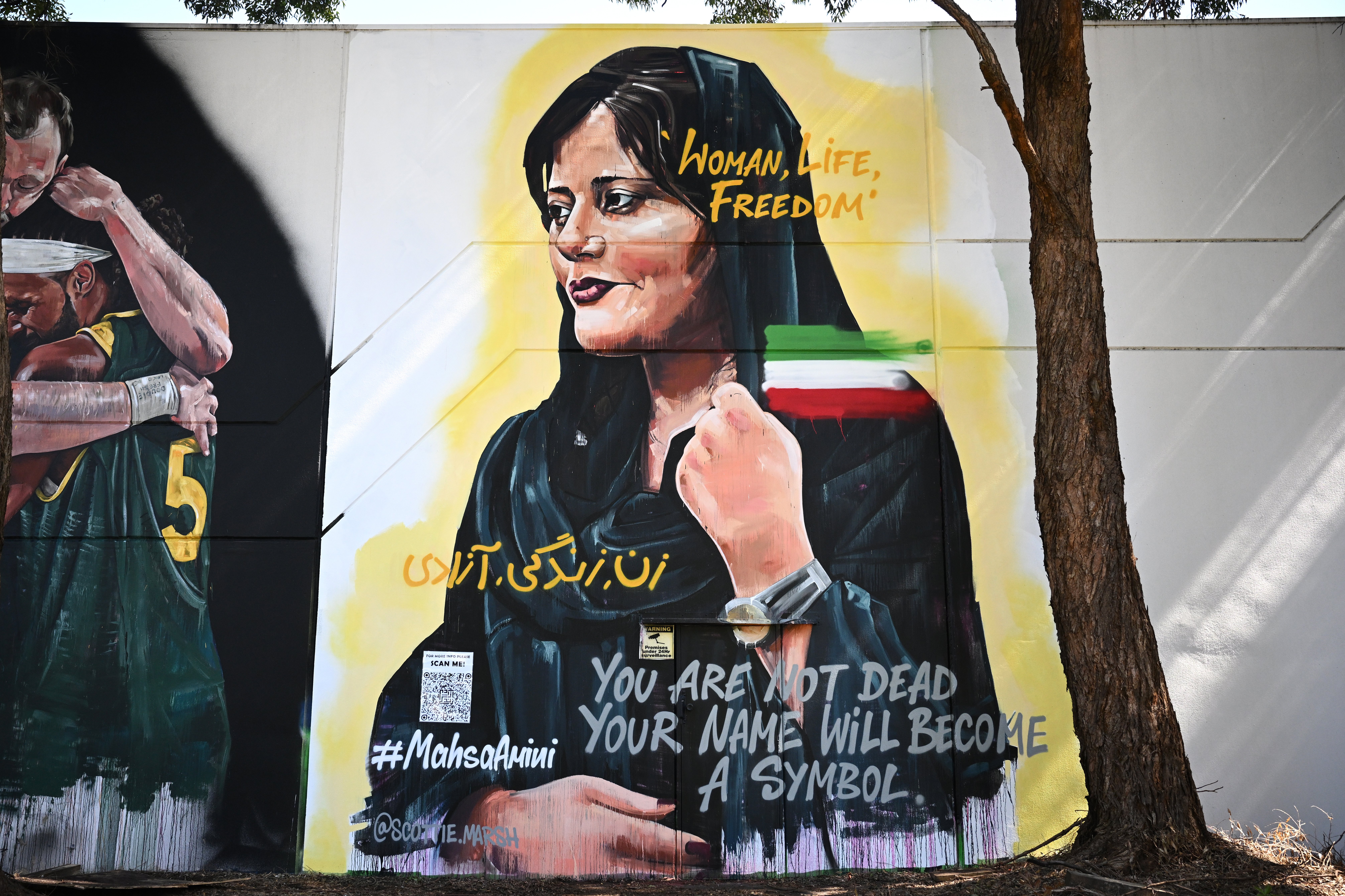 A mural of the late Mahsa Amini in Sydney, Australia