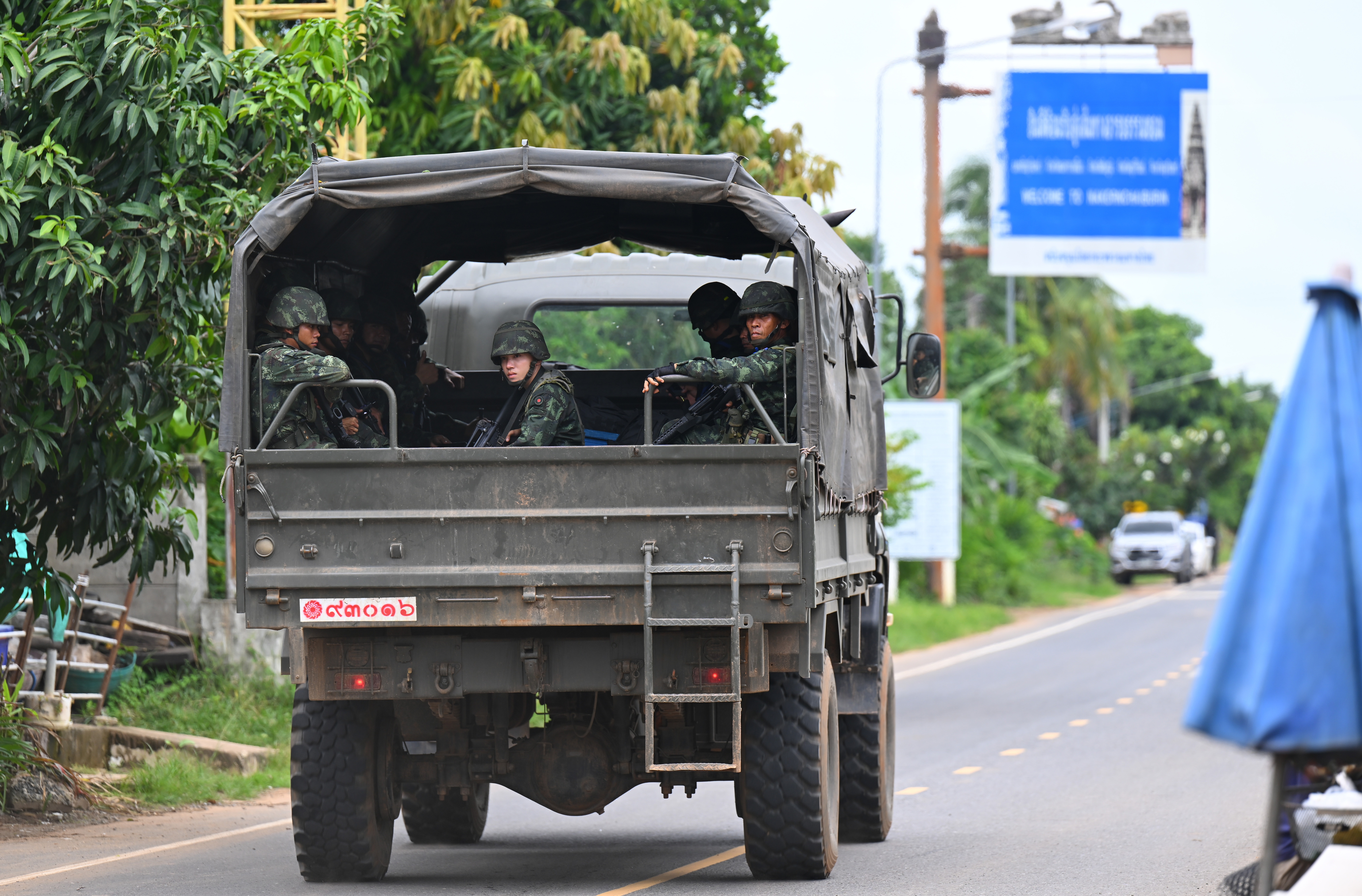 Thai police fire tear gas at Cambodian protesters at a disputed border village