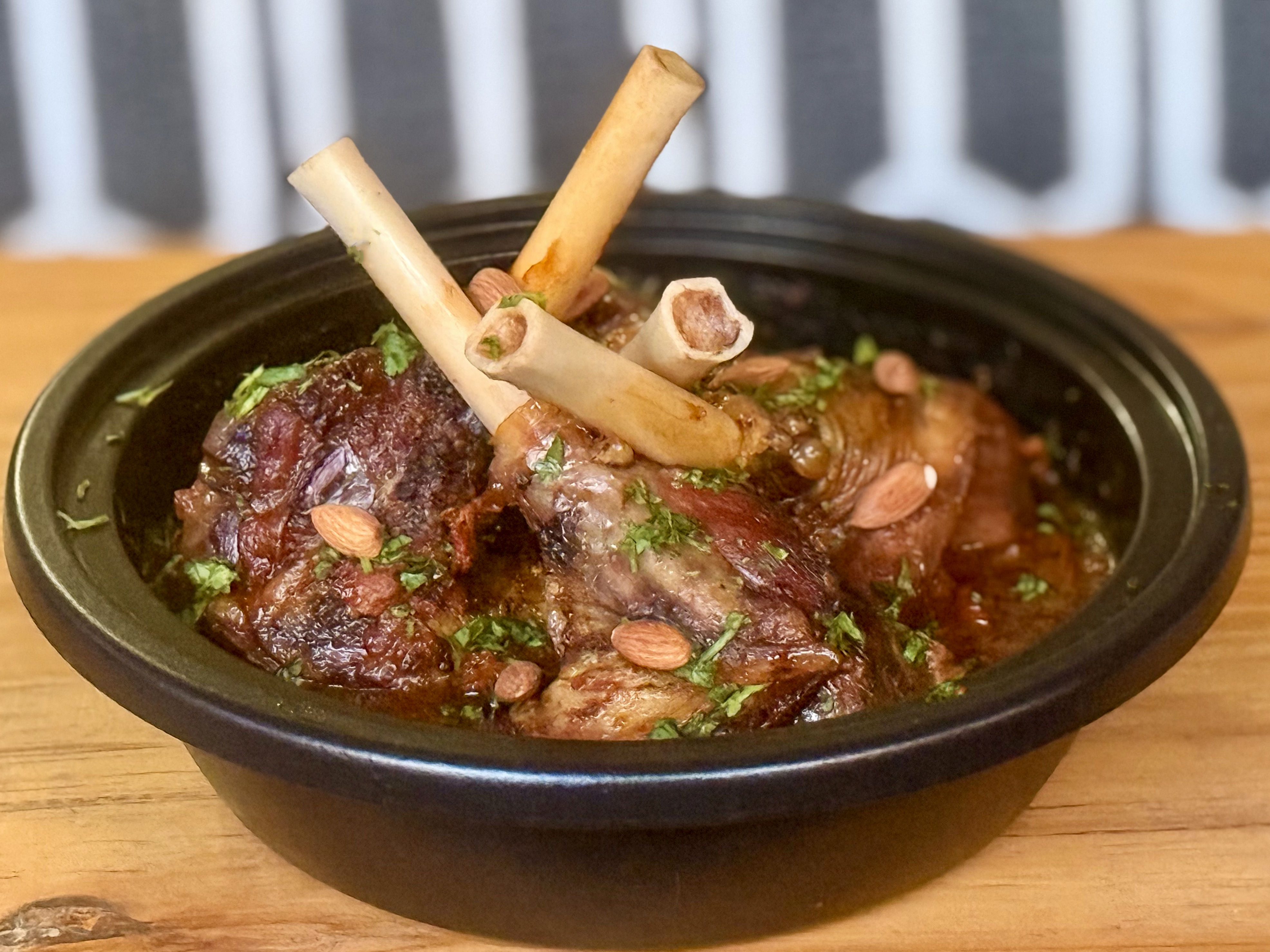 Seven-hour lamb shank and date tagine