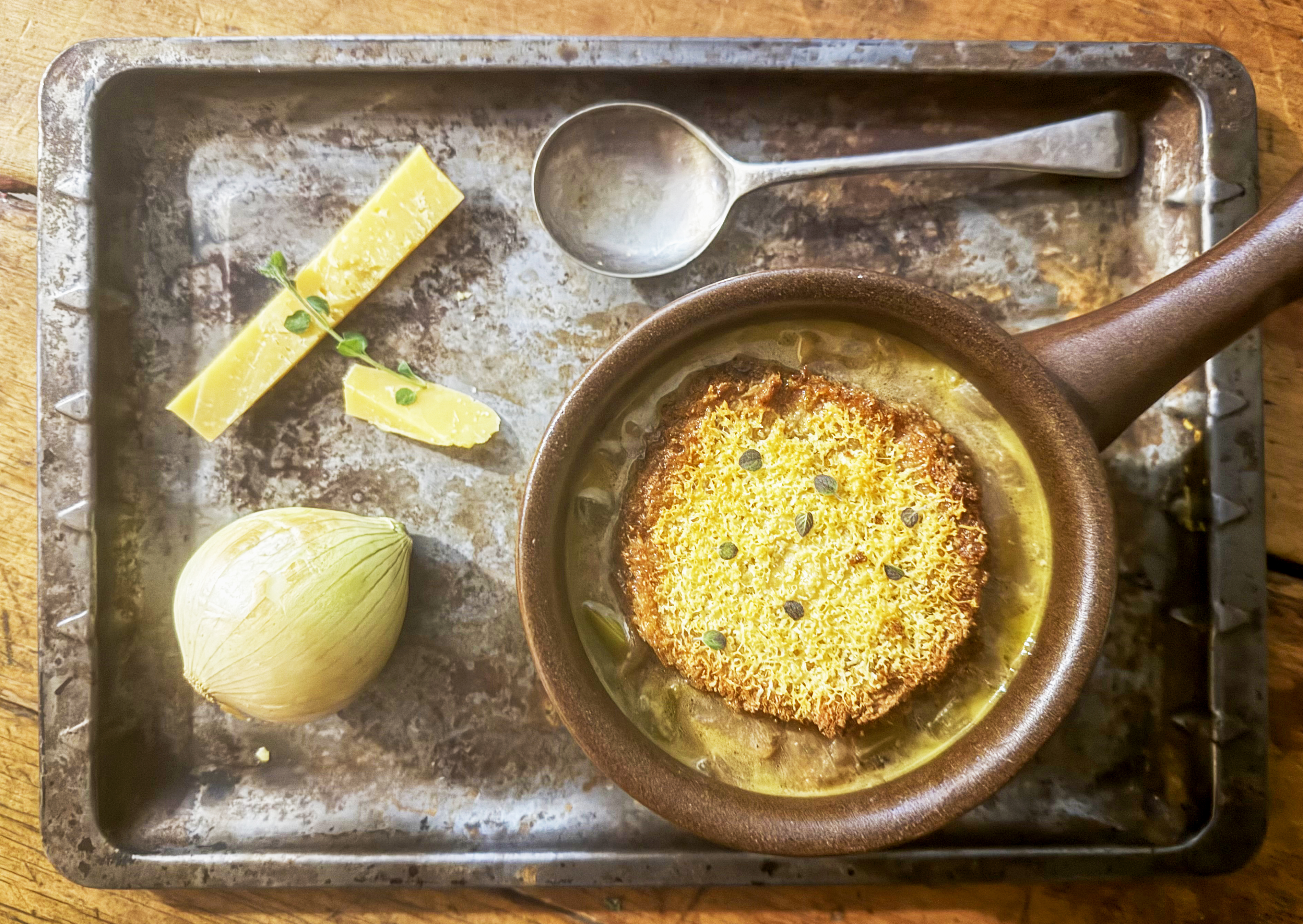 Souper Tuesday: Leek, onion, Zamalek and Obies soup with a Parmesan crouton