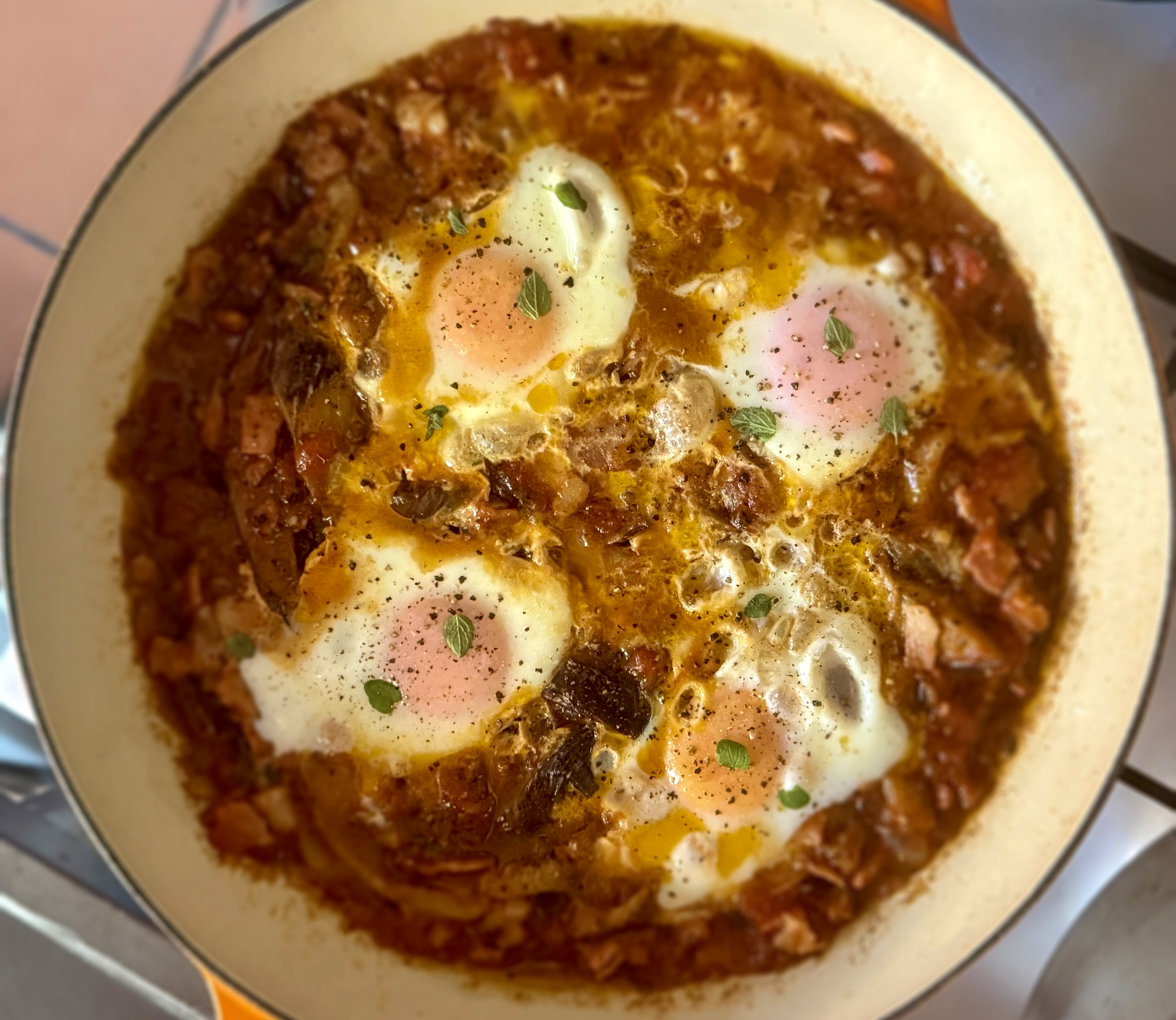 Lekker Brekker Monday: Bacon and aubergine shakshuka