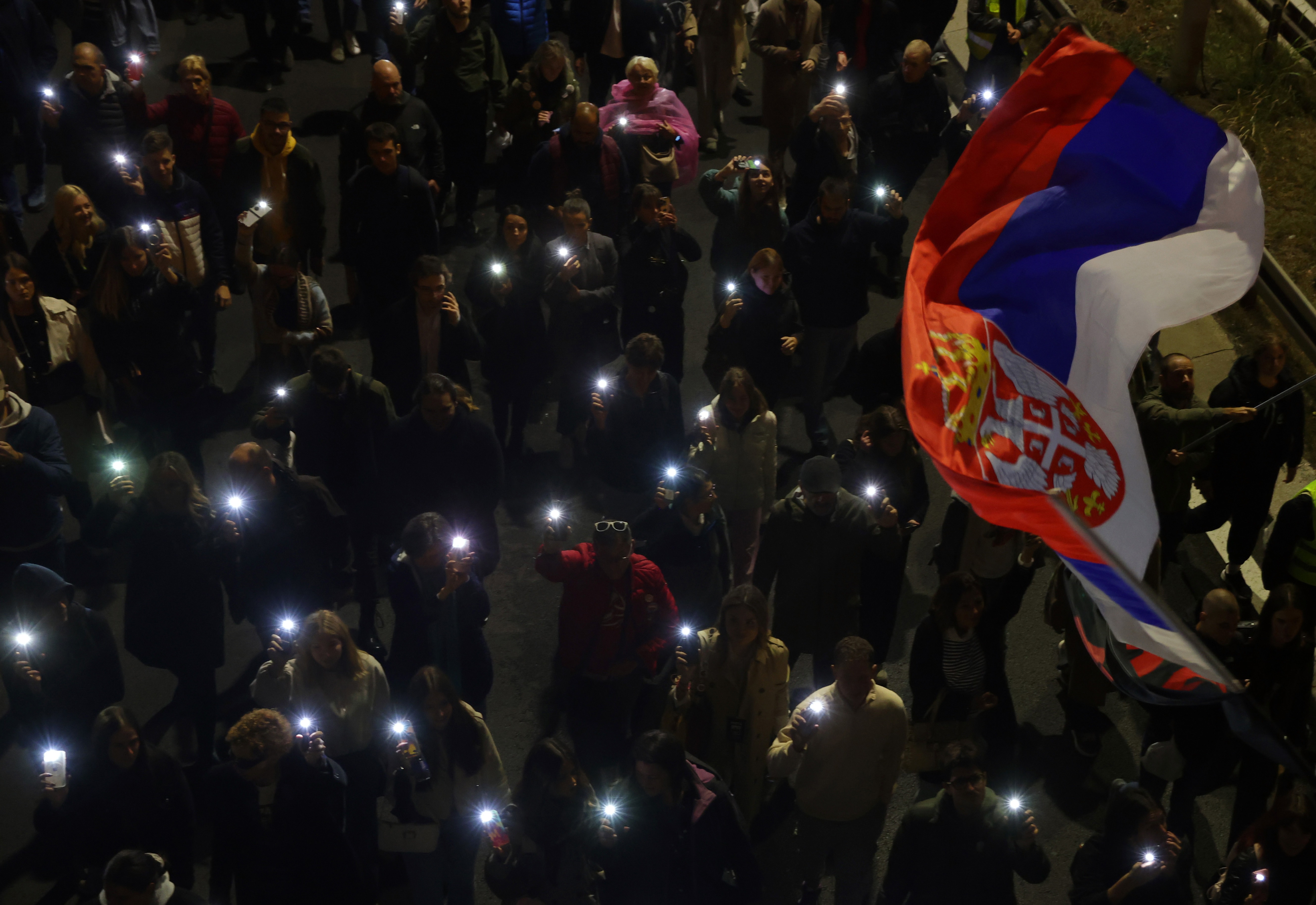 University students mark the 11 month anniversary of the Novi Sad train station accident
