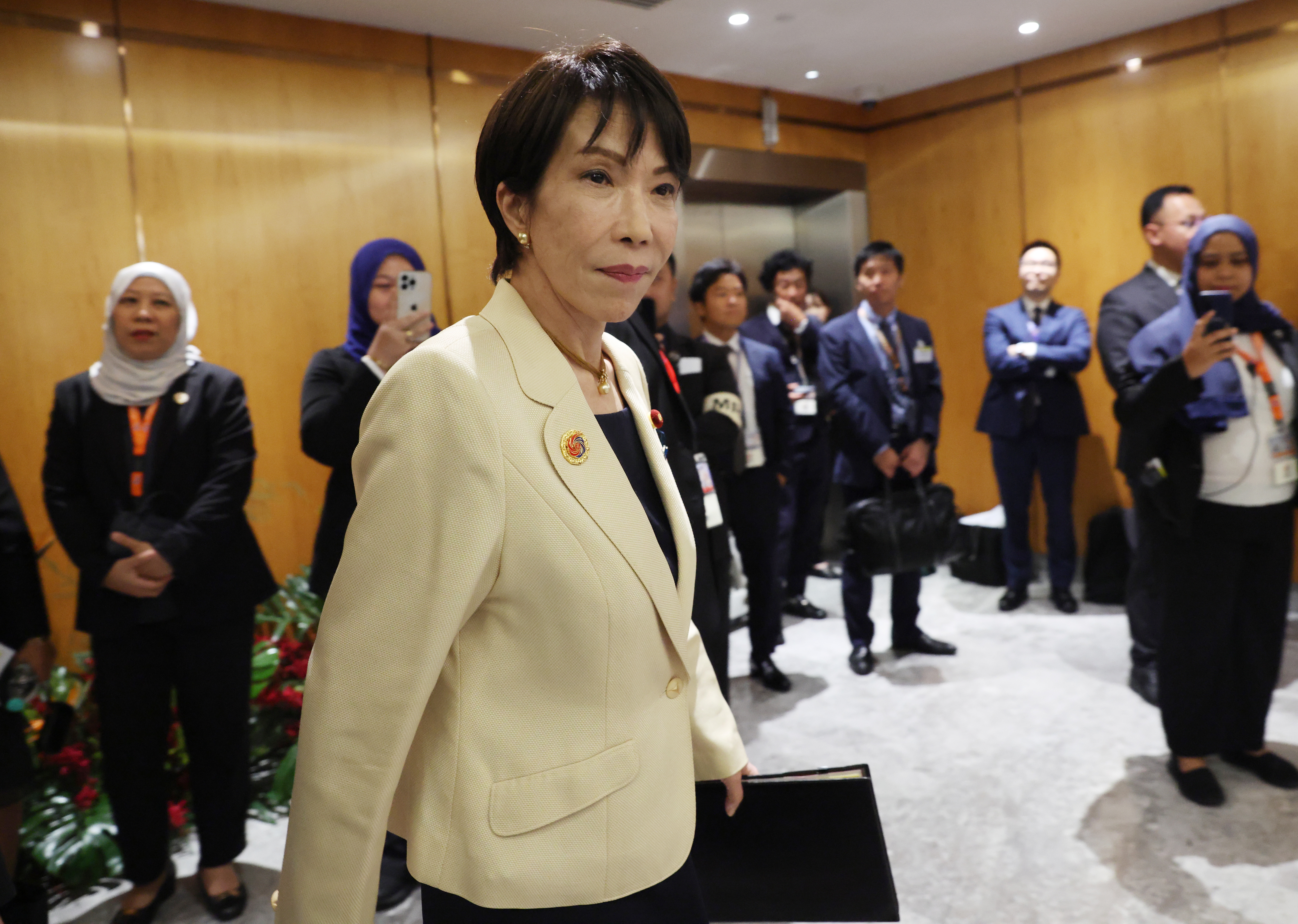 epa12483456 Japan's Prime Minister Sanae Takaichi attends a bilateral meeting on the sidelines of the Association of Southeast Asian Nations (ASEAN) Summit at the Kuala Lumpur Convention Centre (KLCC) in Kuala Lumpur, Malaysia, 26 October 2025. The 47th ASEAN Summit and Related Summits are being held in the Malaysian capital from 26 to 28 October 2025.  EPA/HOW HWEE YOUNG / POOL