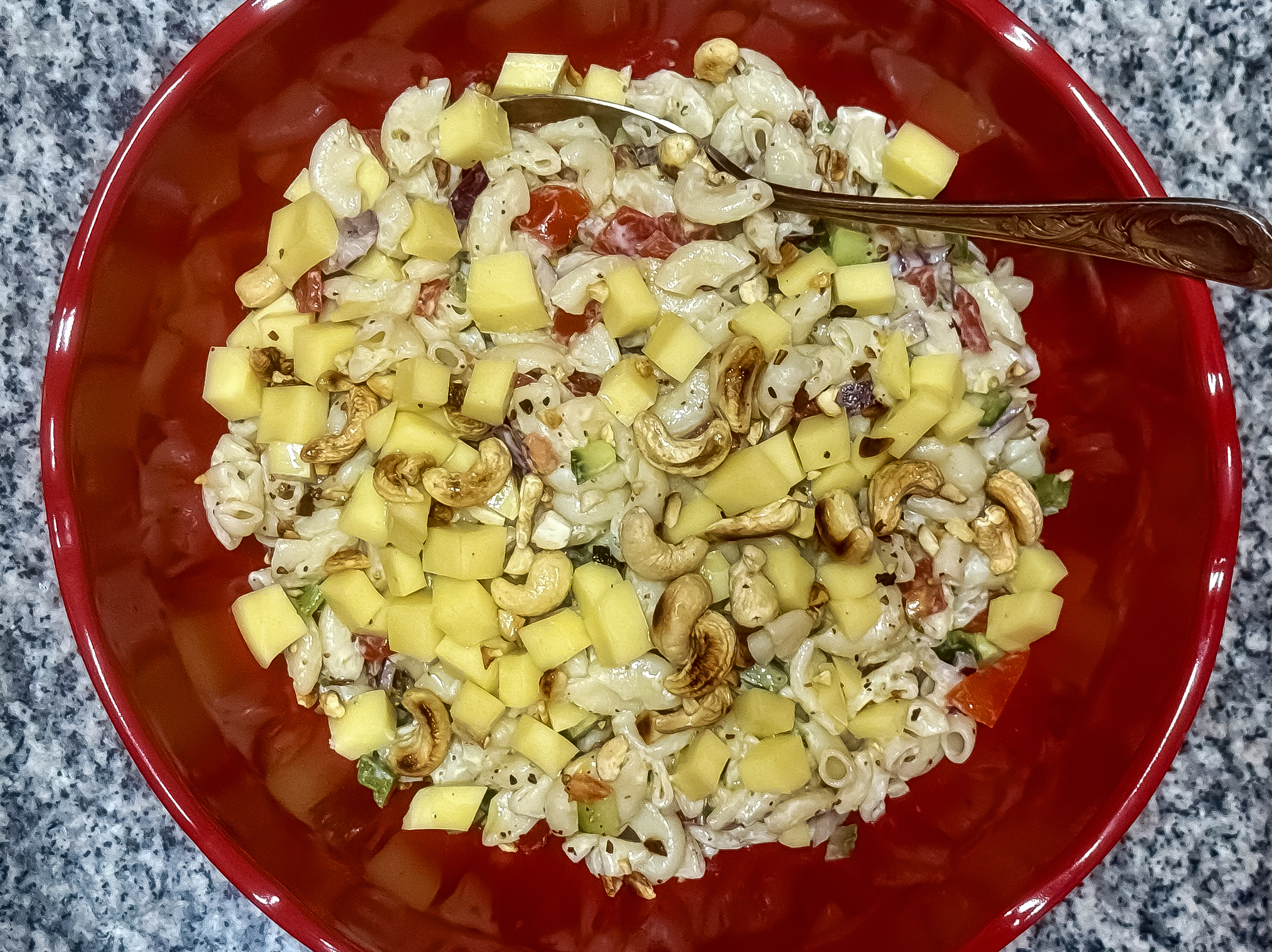 Salad Days: Perky macaroni salad with mozzarella and toasted cashews
