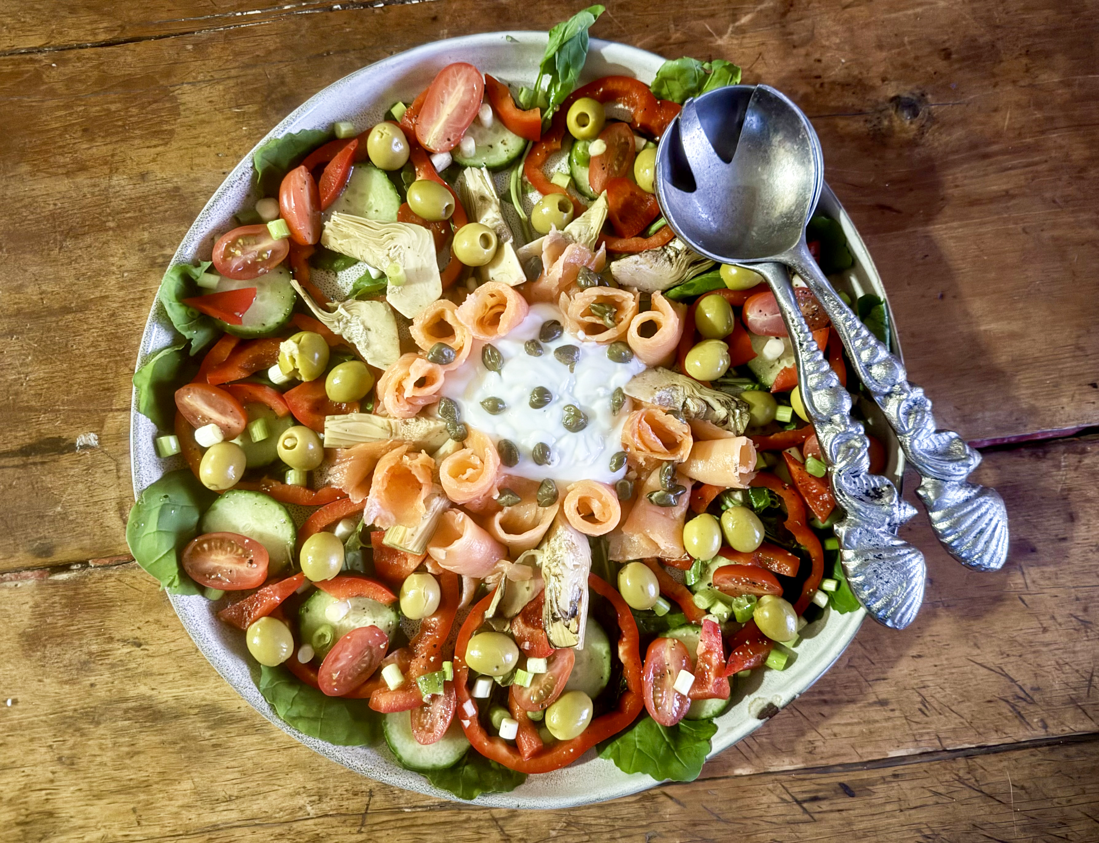 Salad Days: A luxe salad of smoked salmon, artichokes, green olives and capers