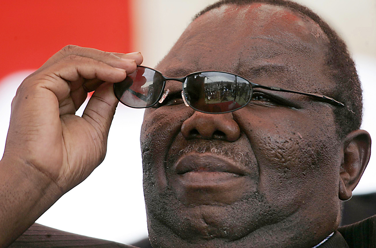 Zimbabwe's PM Tsvangirai attends the burial of his wife Susan at his rural home in Buhera