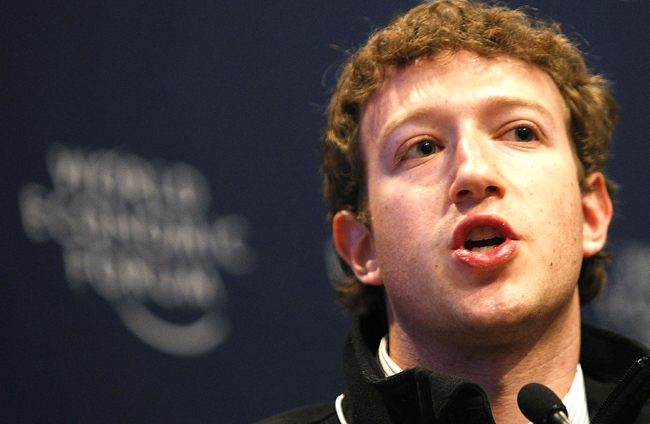 Facebook Founder and CEO Zuckerberg attends a session at the World Economic Forum in Davos