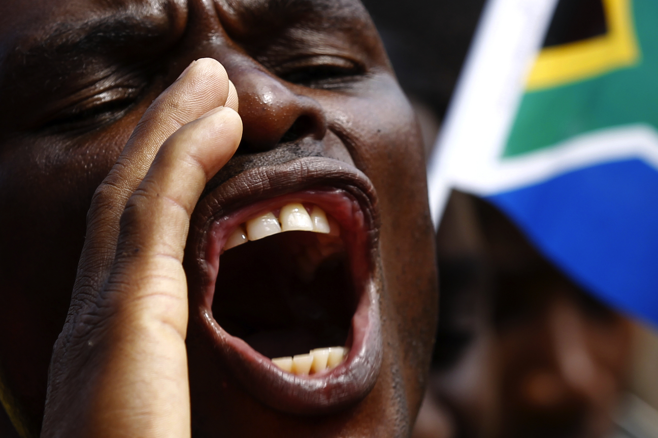 A man attends Freedom Day celebrations in Pretoria