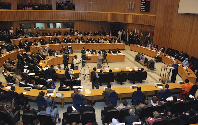 U.S. Secretary of State Clinton addresses the 53-member African Union at the AU's headquarters in Ethiopia's capital Addis Ababa