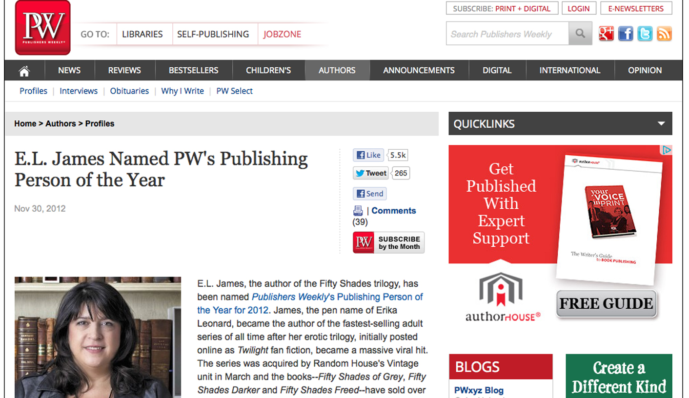 Poetic Justice: Fifty Shades author named ‘Publishing Person of the Year’