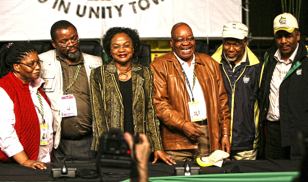 The newly elected top six-members of the ANC pose in Polokwane