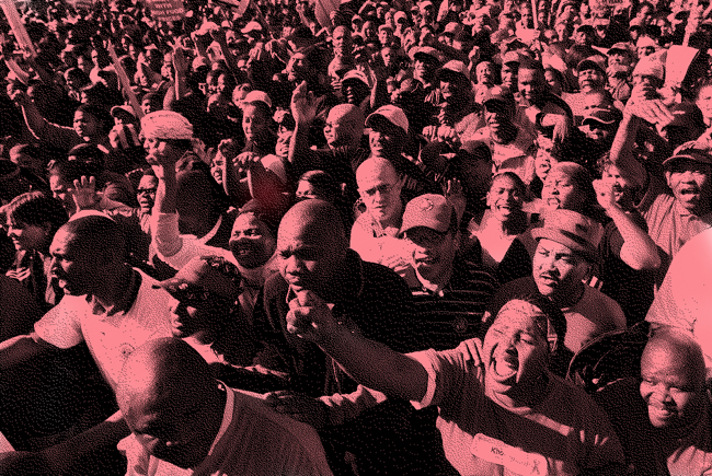Members of COSATU march through the streets of Cape Town