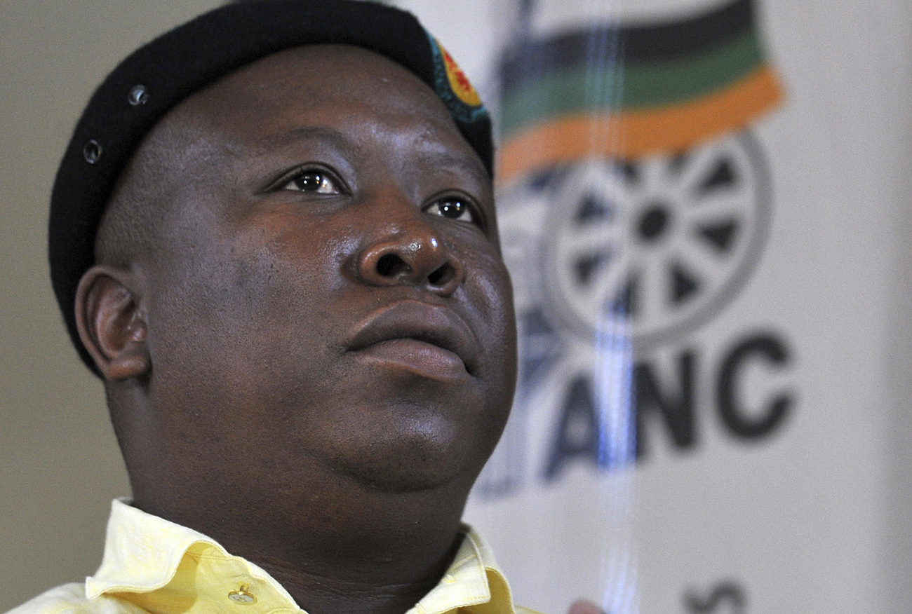 Suspended ANC Youth League president Julius Malema takes part in a rally to celebrate the upcoming ANC's centenary celebrations in Thaba Nchu, 60 km east of Bloemfontein