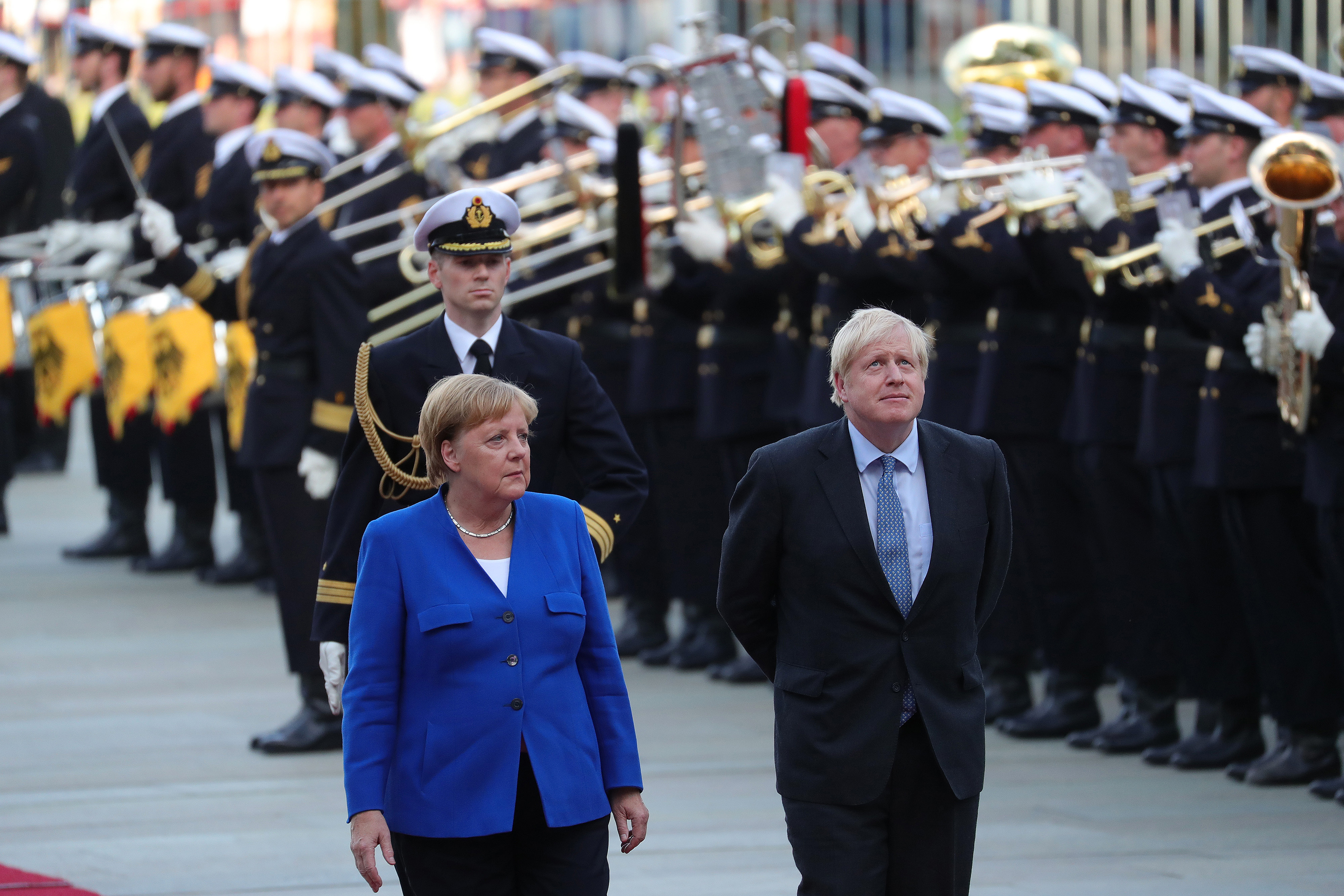 Germany's Chancellor Angela Merkel Hosts U.K. Prime Minister Boris Johnson