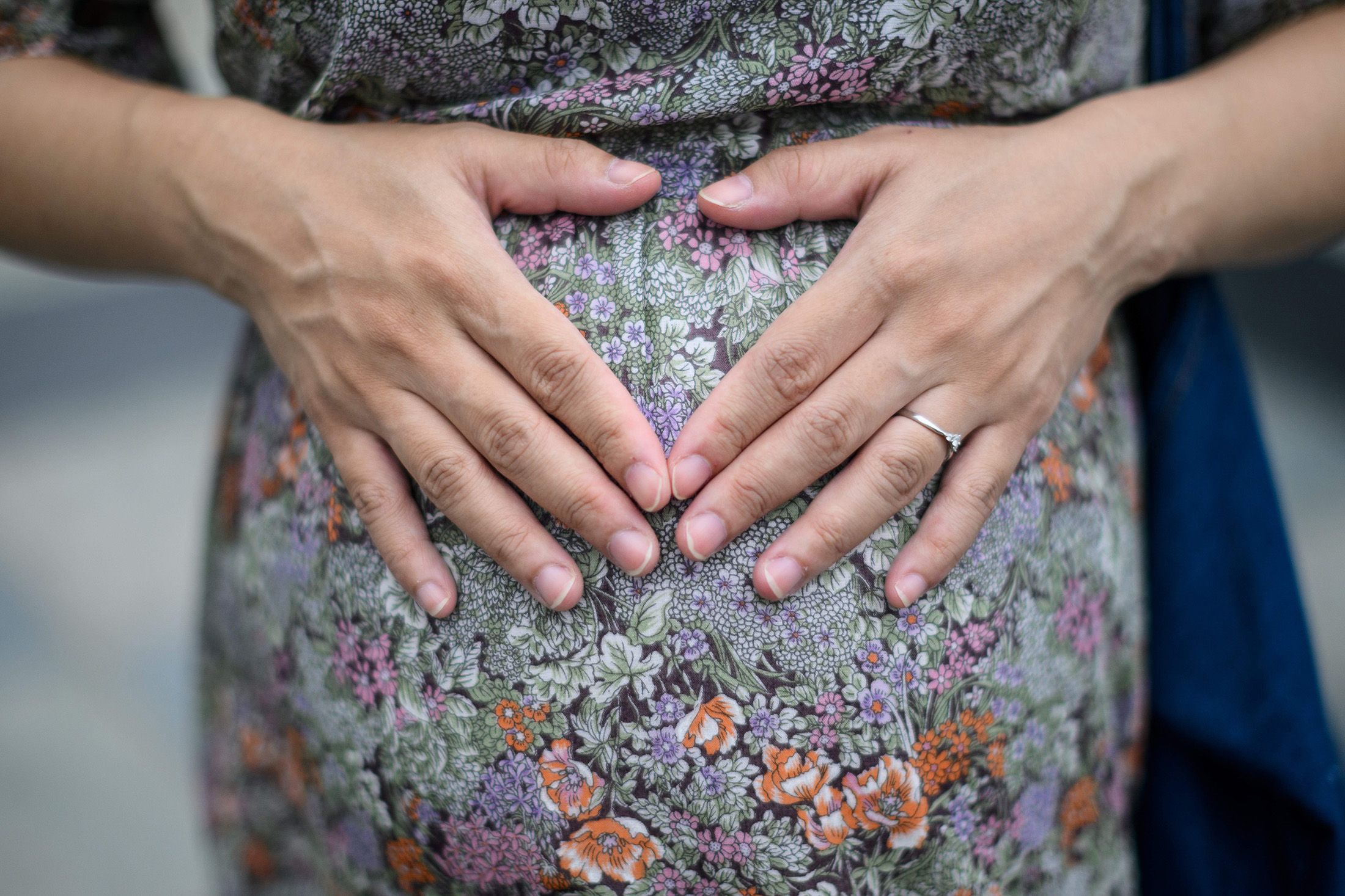 Pregnant woman. Photographer: Anthony Wallace/AFP/Getty Images