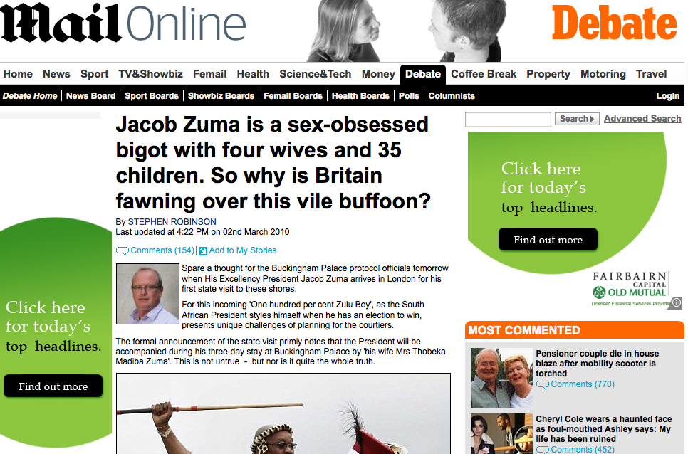 daily mail on zuma