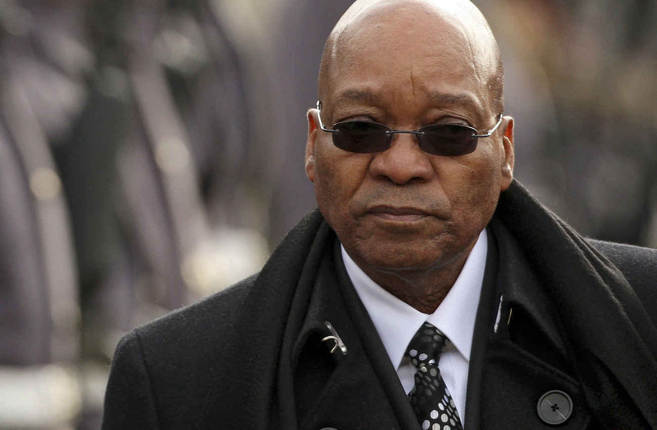 Britain's Prince Philip and South Africa's President Zuma inspect the Honour Guard during a ceremonial welcome in London