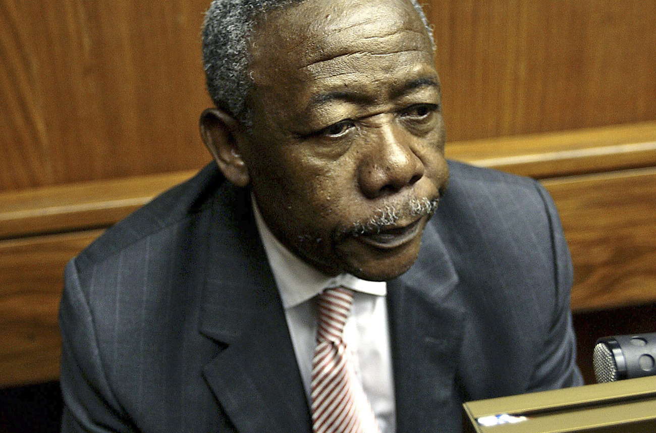 Jackie Selebi , the former head of South Africa's police force, looks on during his sentencing  at a South African court in Johannesburg
