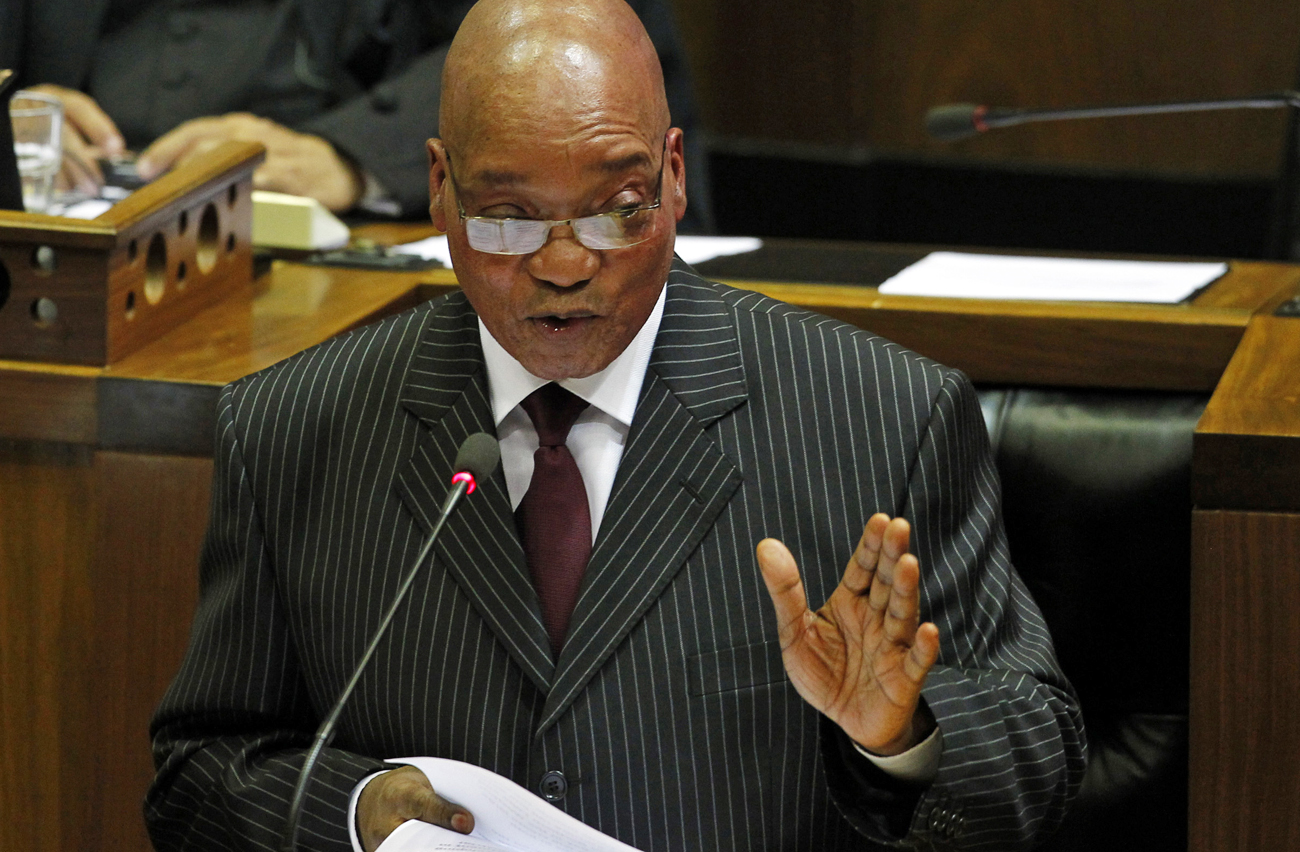 South African President Jacob Zuma delivers his State of the Nation address at Parliament in Cape Town
