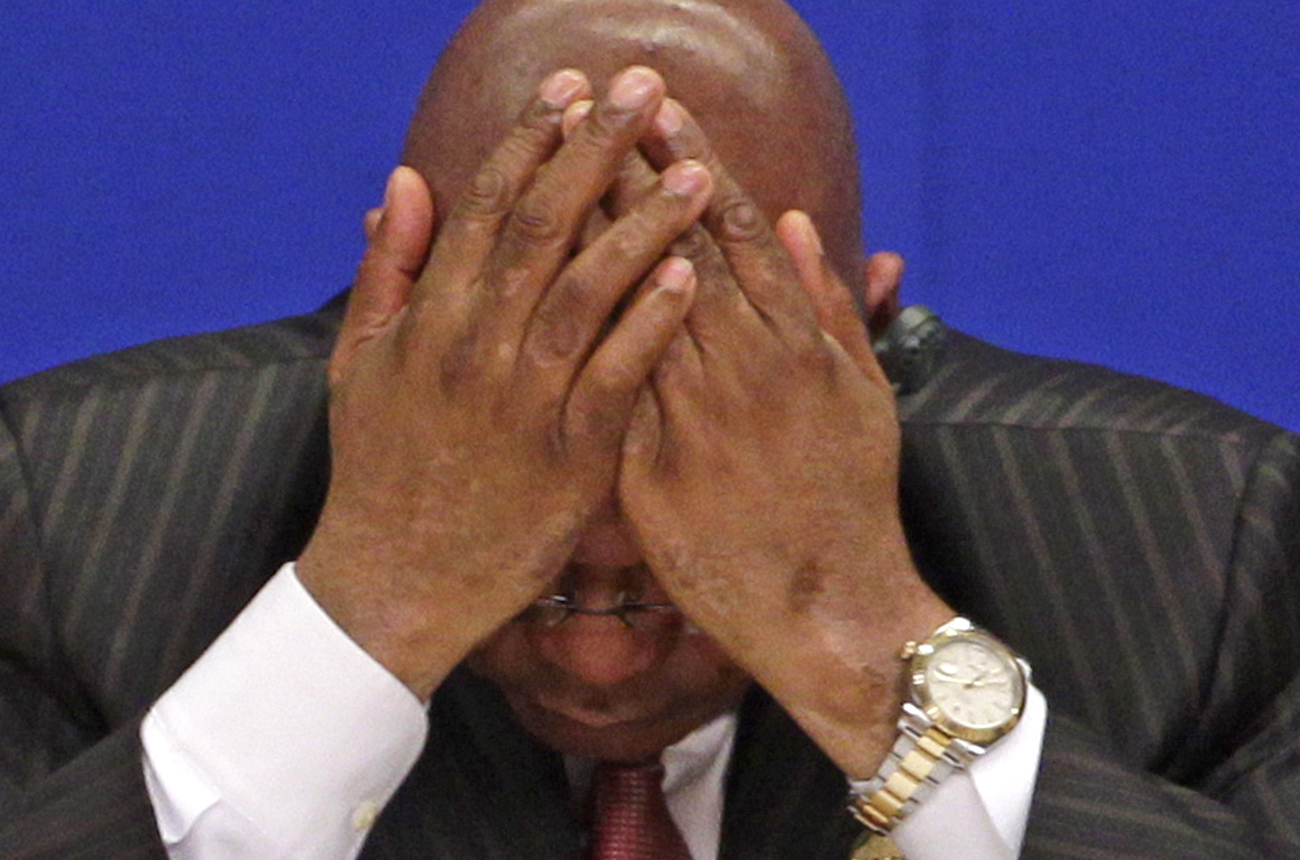 South Africa's President Zuma reacts during the opening ceremony of the Boao Forum for Asian Annual Conference in Hainan