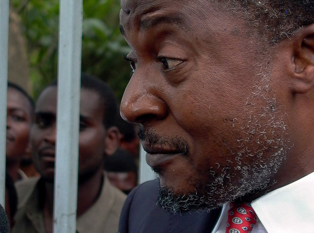 Malawi's Vice President Chilumpha addresses supporters and the media outside the State house in Blantyre
