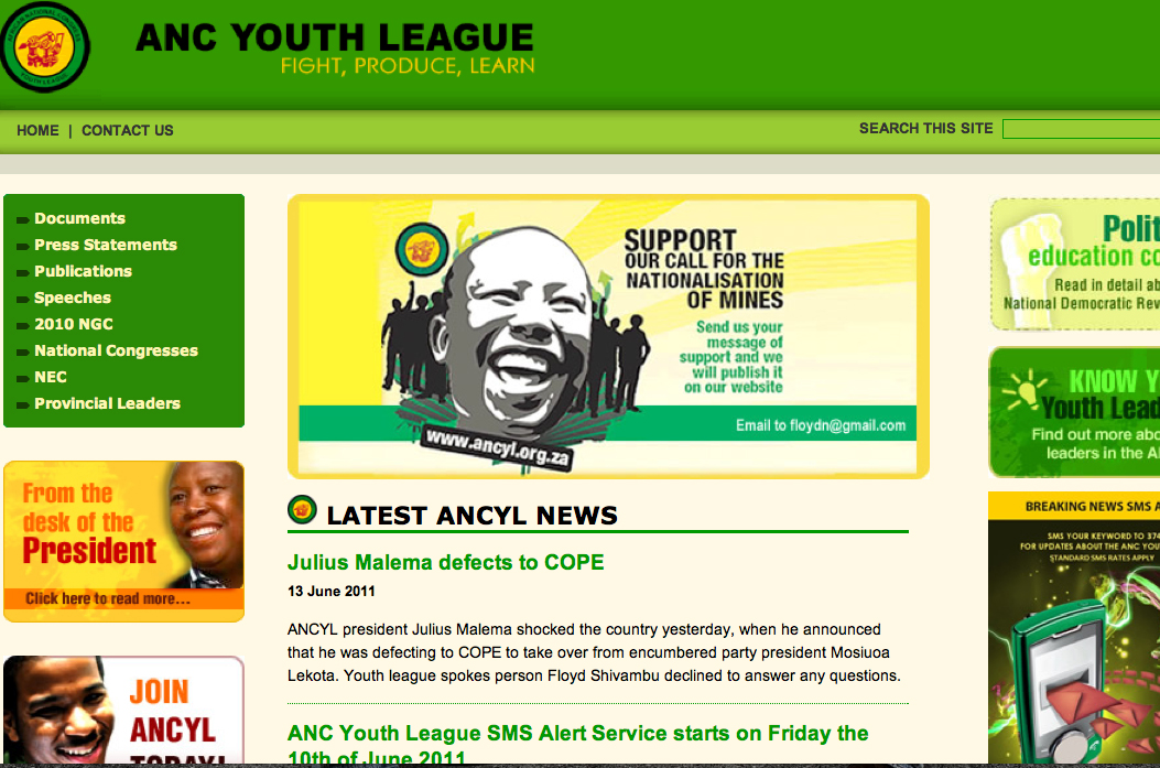 Hacker attack on Youth League's website puts even more spotlight on Malema