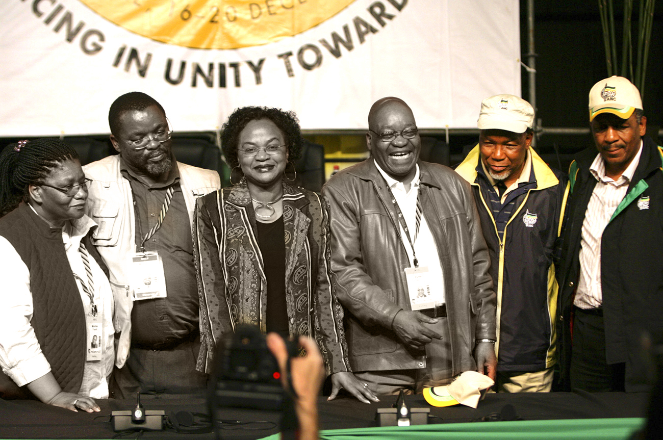 The newly elected top six-members of the ANC pose in Polokwane