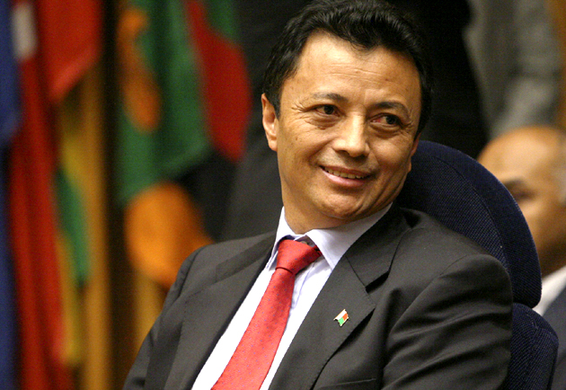 Madagascar's ousted president Ravalomanana attends a meeting with Madagascar's President Rajoelina in Ethiopia's capital Addis Ababa