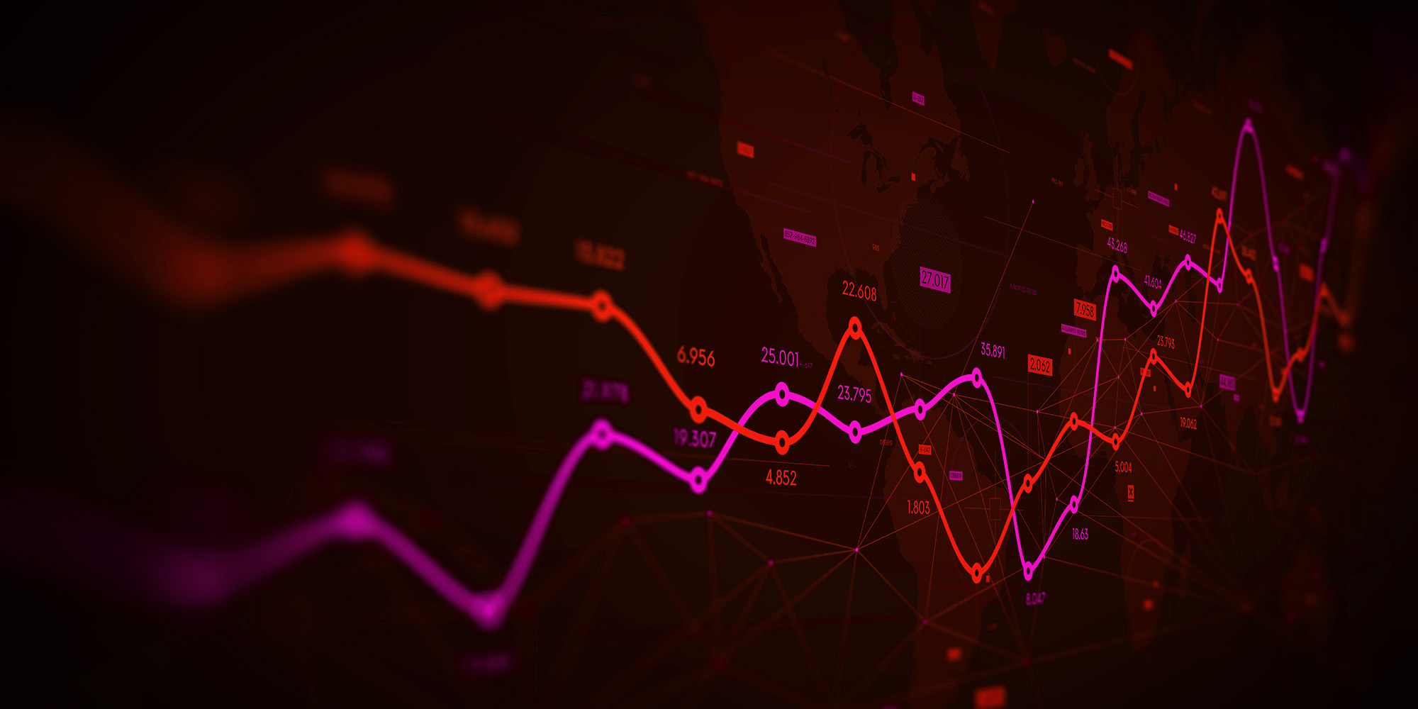 Digital analytics data visualization, financial schedule, monito