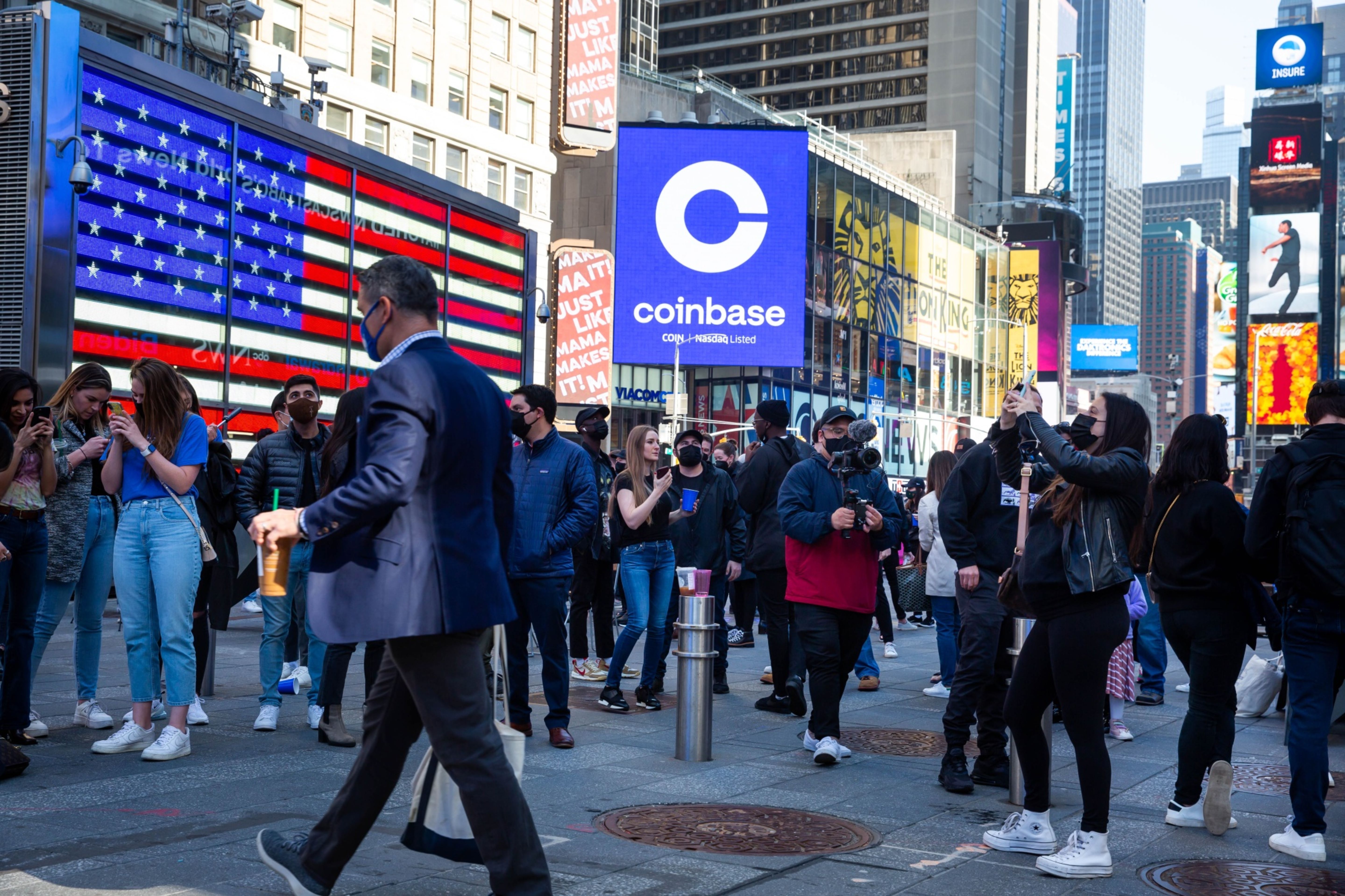 Coinbase Global Debuts Initial Public Offering At Nasdaq MarketSite