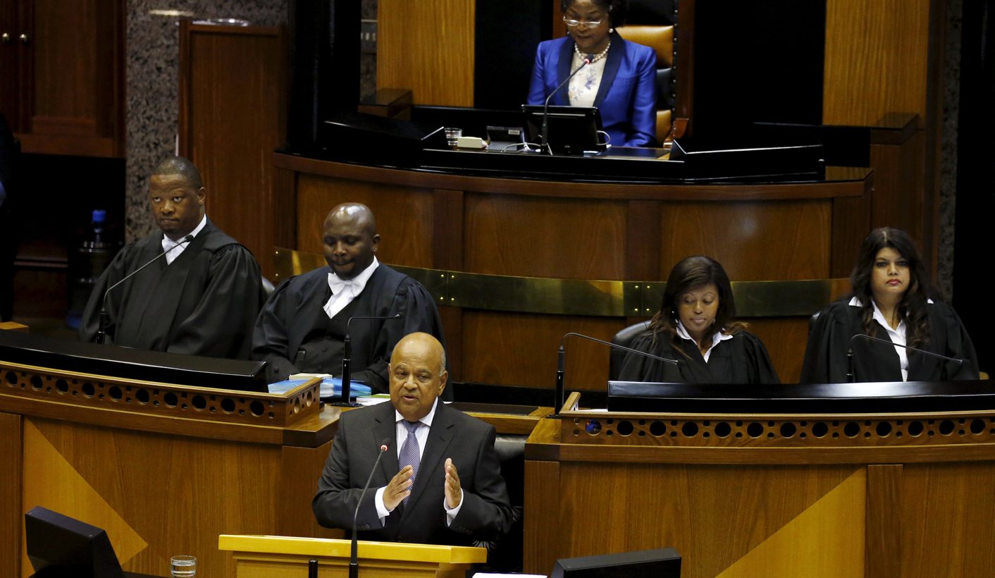 South Africa's Finance Minister Pravin Gordhan delivers his 2016 budget address to the parliament in Cape Town