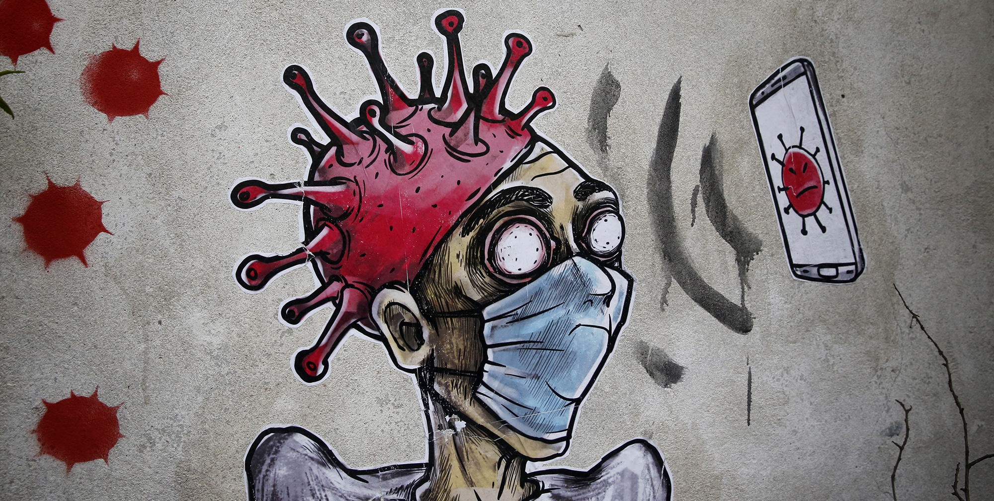 Coronavirus pandemic graffiti in Brest, Belarus