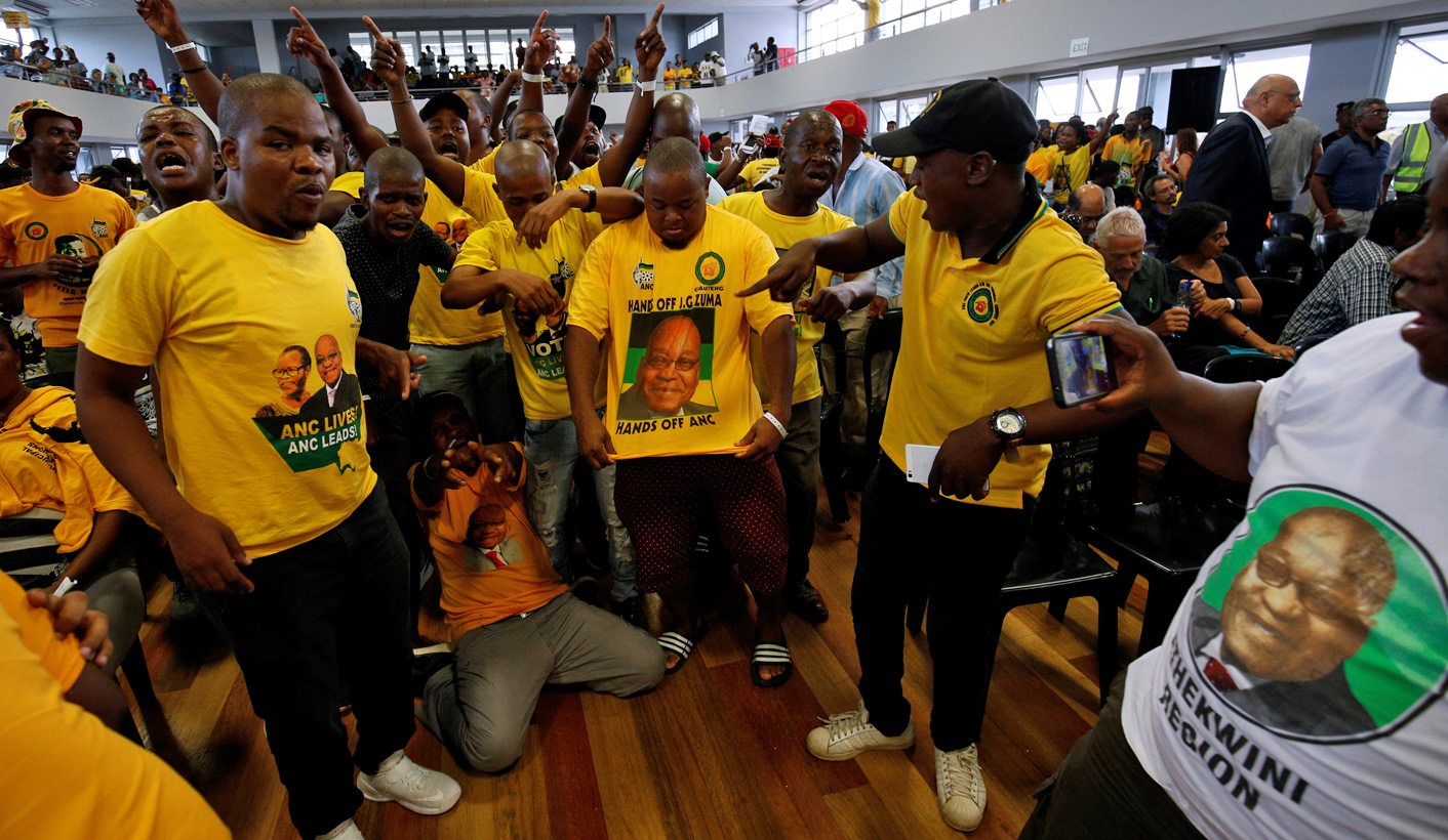 African National Congress Youth League members interrupt a memorial service for anti-apartheid activist Ahmed Kathrada in Durban