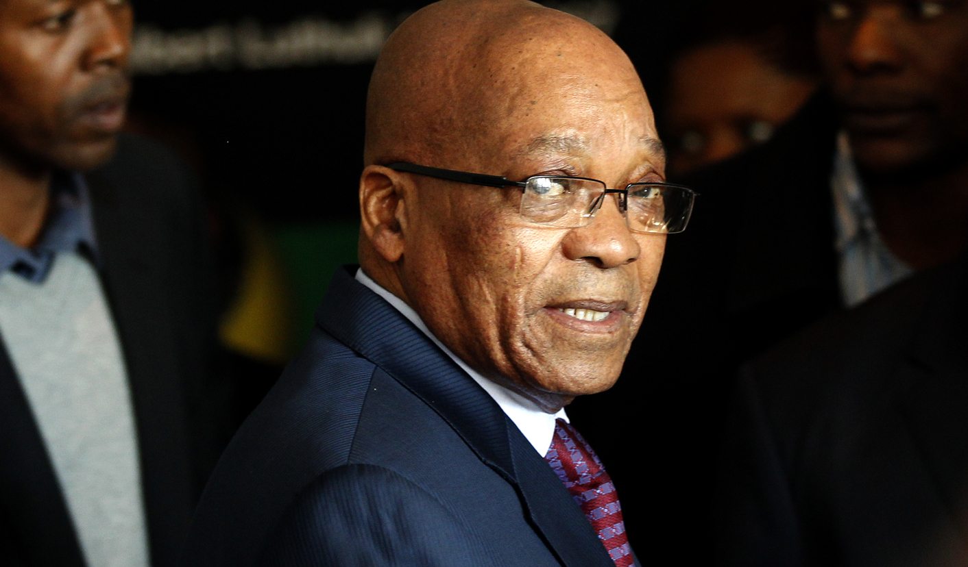 South African President Jacob Zuma arrives ahead of addressing editors at the SA National Editors' Forum (Sanef)  in Johannesburg
