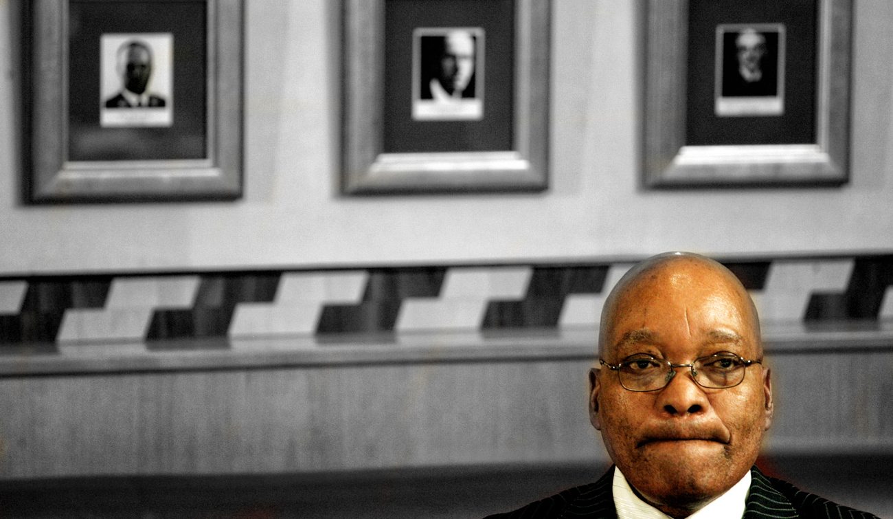 South Africa's ANC President Zuma in a quiet moment during a news conference after appearing in the Durban High Court