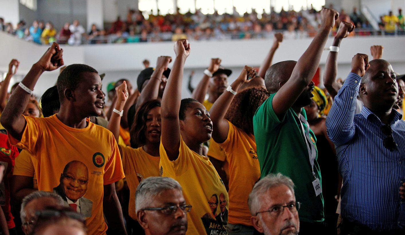 African National Congress Youth League members interrupt a memorial service for anti-apartheid activist Ahmed Kathrada in Durban