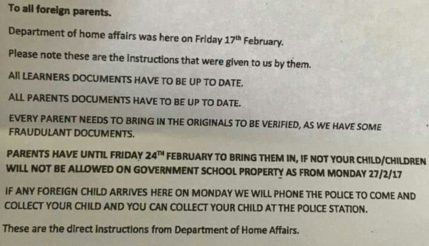 GroundUp: Gauteng school withdraws xenophobic letter