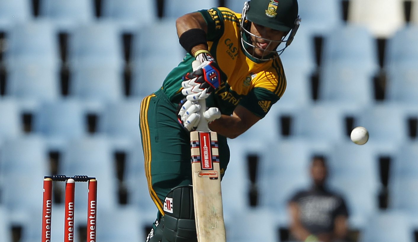 South Africa's batsman Duminy plays a shot from Pakistan's Bhatti during the ODI at Centurion