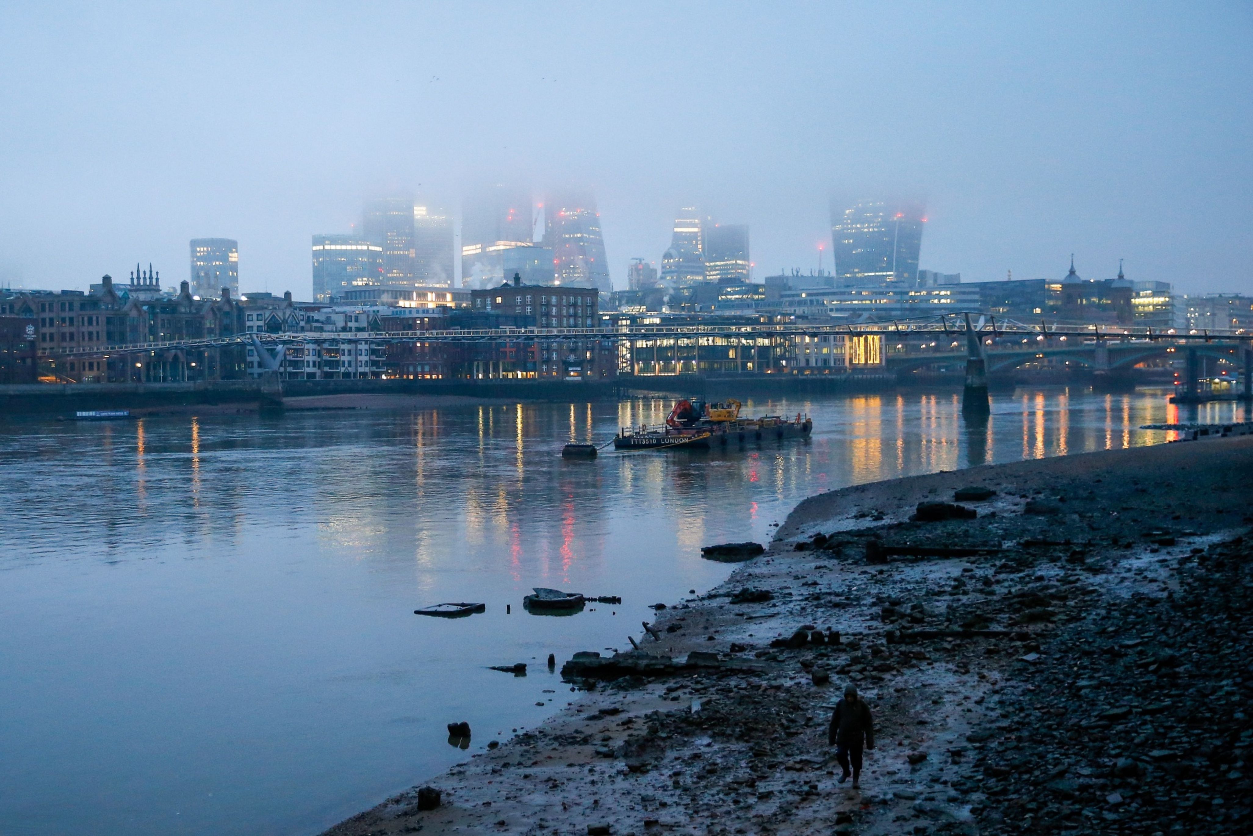 London's City Financial District On First Day Of Brexit Split From EU