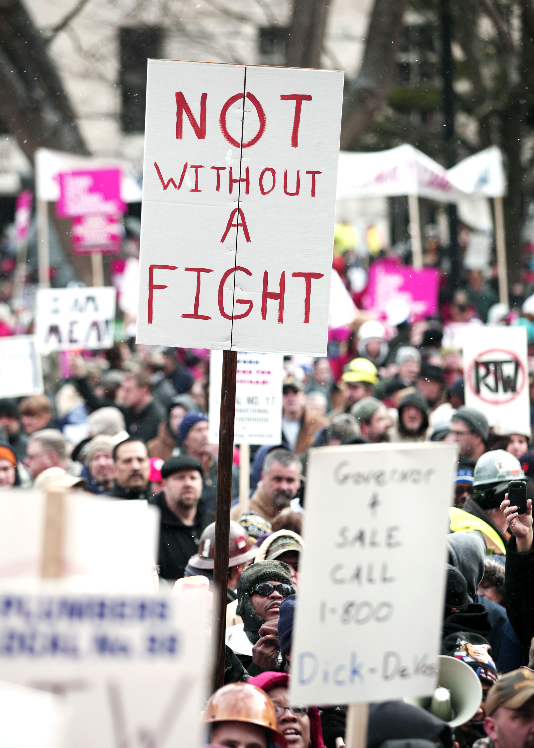 Michigan's Right-To-Work Legislation Draws Large Protests At Capitol