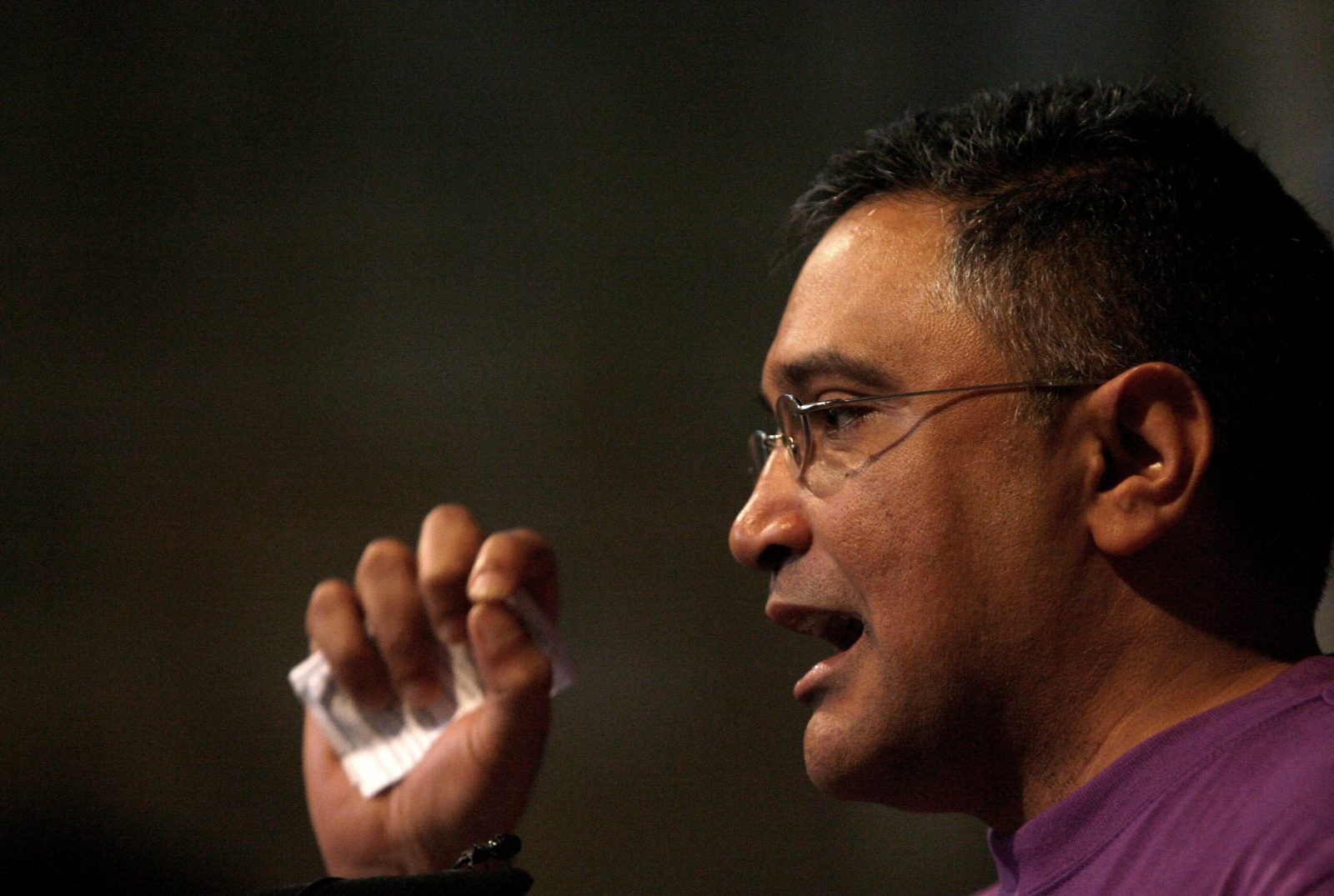 South African AIDS activist Zackie Achmat speaks out in support of axed deputy health minister Nozizwe Madlala-Routledge in Cape Town