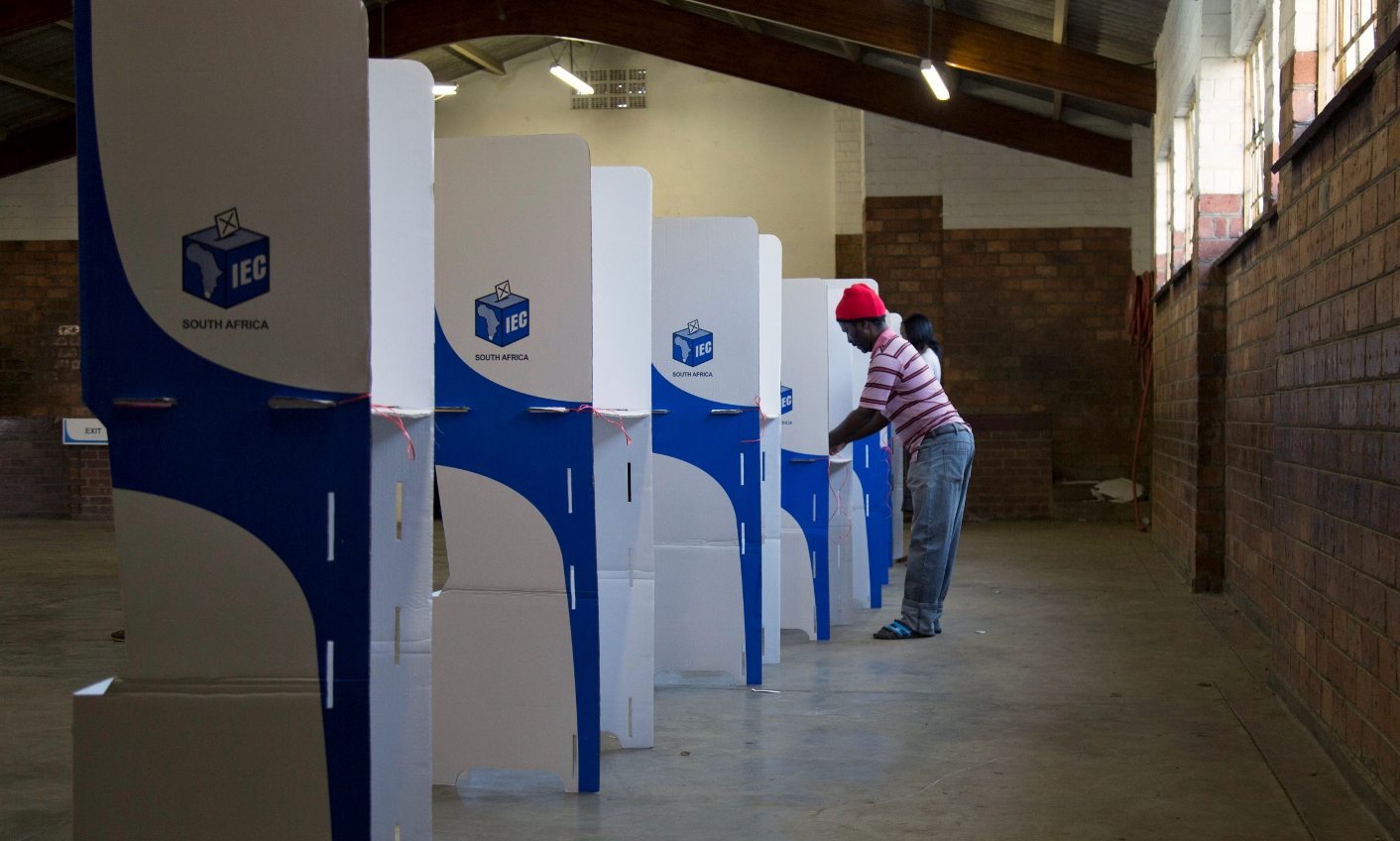 A man casts his ballot during South Africa's local government elections in KwaMashu, north of Durban