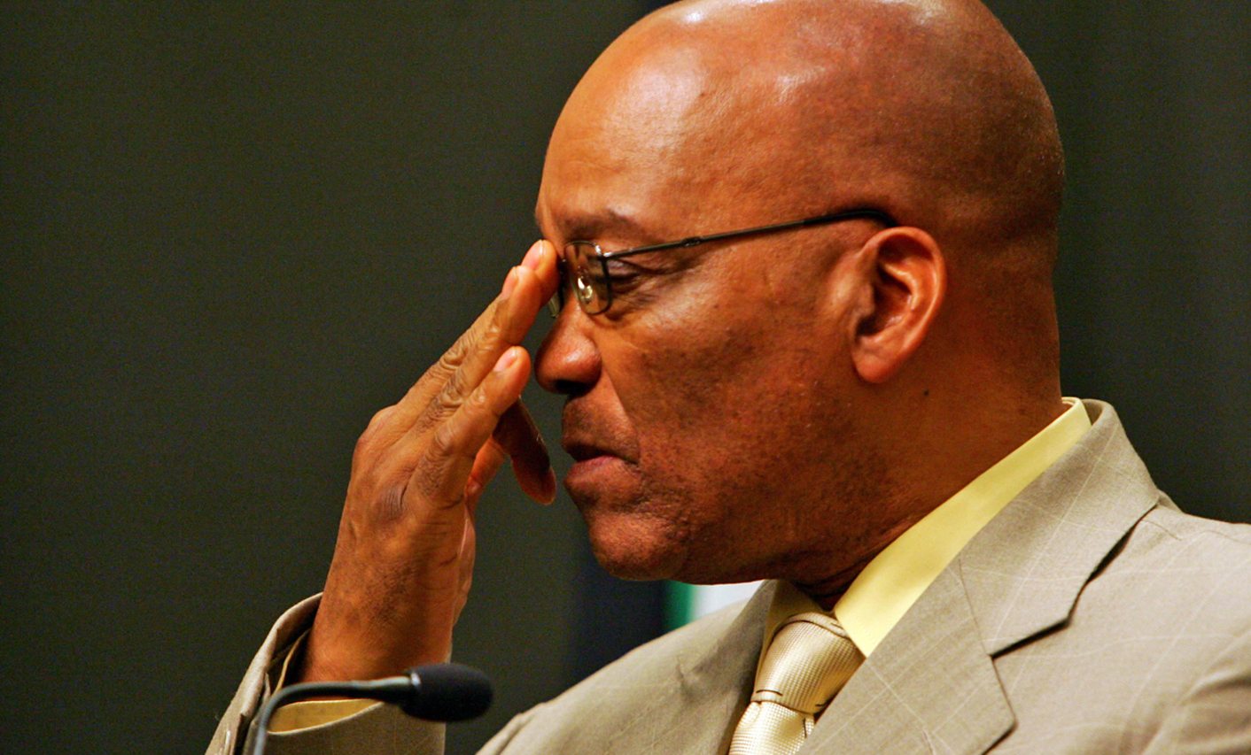 Ousted South African deputy president Jacob Zuma addresses a press conference in Cape Town.