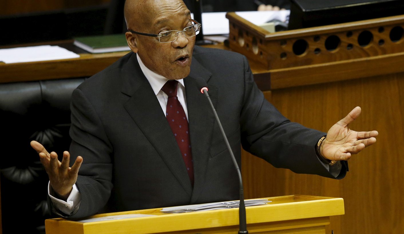 Zuma answers questions in parliament in Cape Town