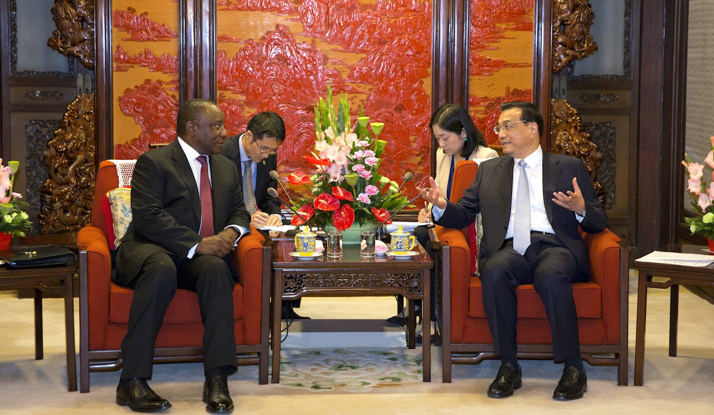 South Africa Deputy President Cyril Ramaphosa attends a meeting with Chinese Premier Li Keqiang at the Zhongnanhai leadership compound in Beijing