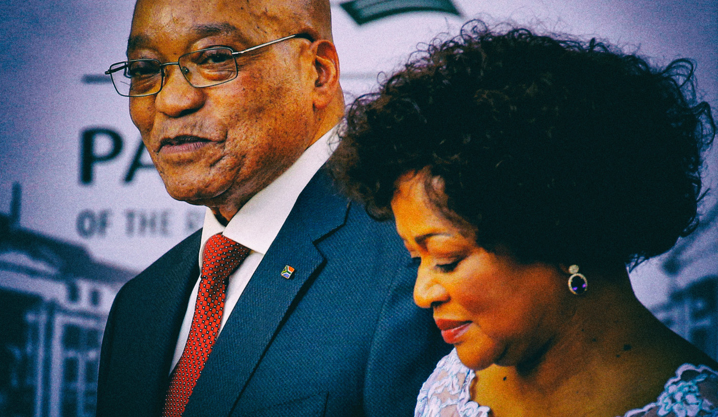 South Africa's President Jacob Zuma arrives with Speaker of Parliament Baleka Mbete to give his State of the Nation address at the opening session of Parliament in Cape Town